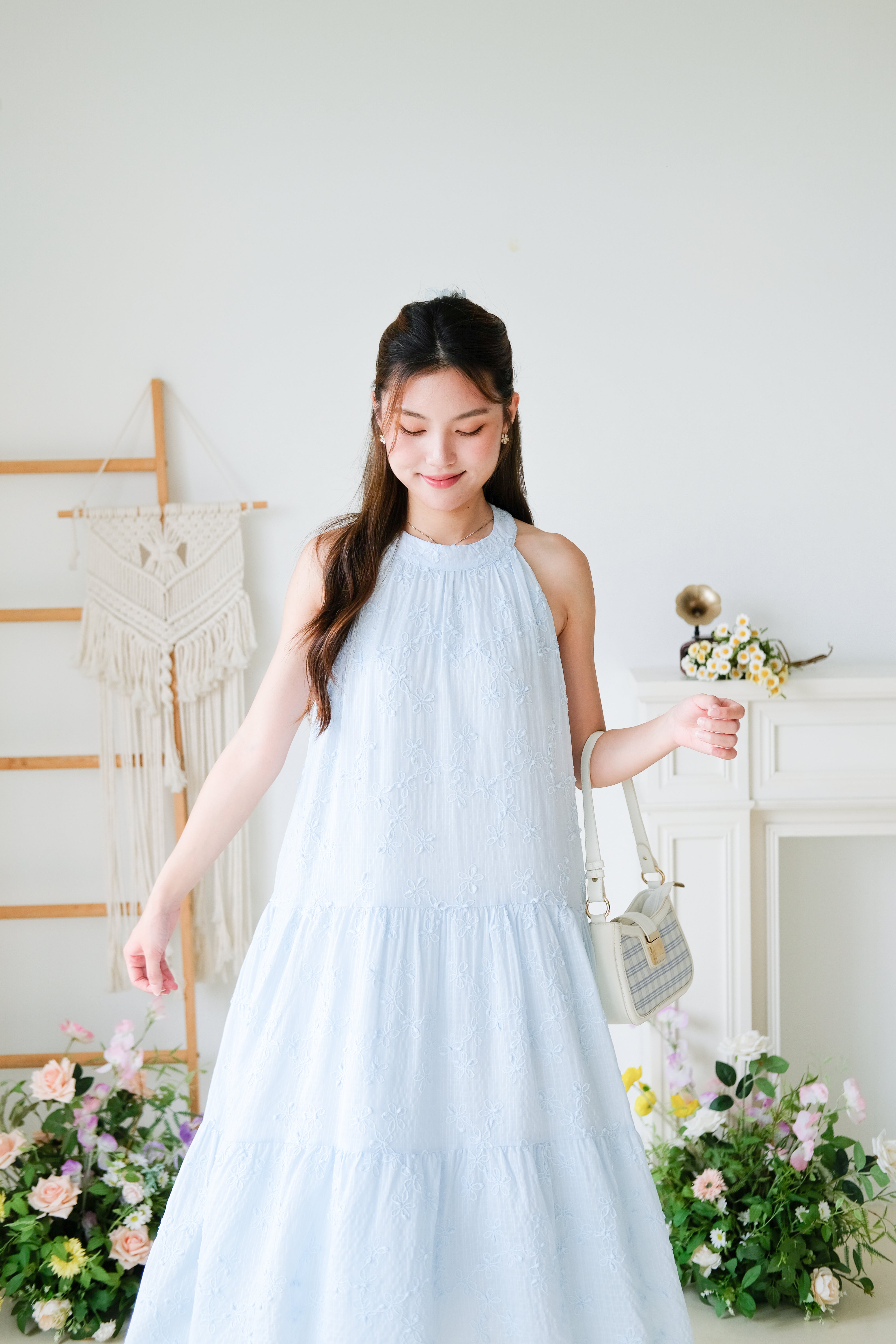 Avery Halter Loose Fit Maxi Dress (Sky Blue)