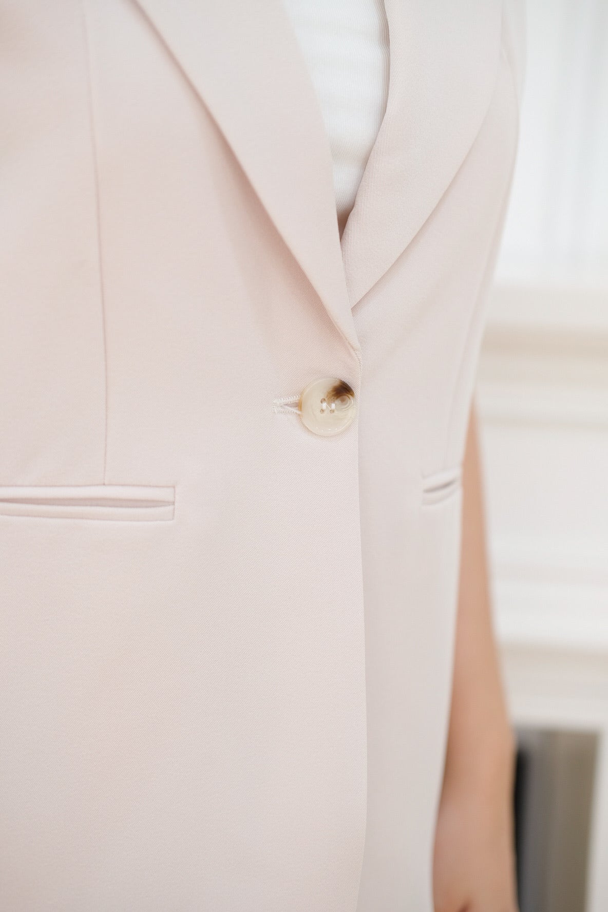 Light Beige Vest Button Outerwear