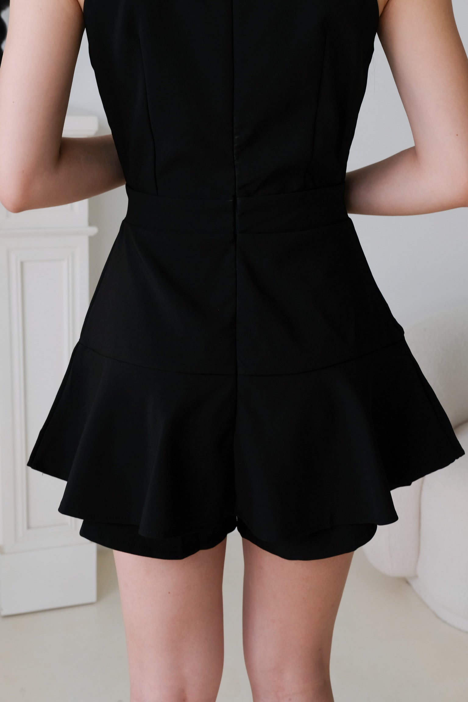 Dionne Gold Button Collared Romper (Black)