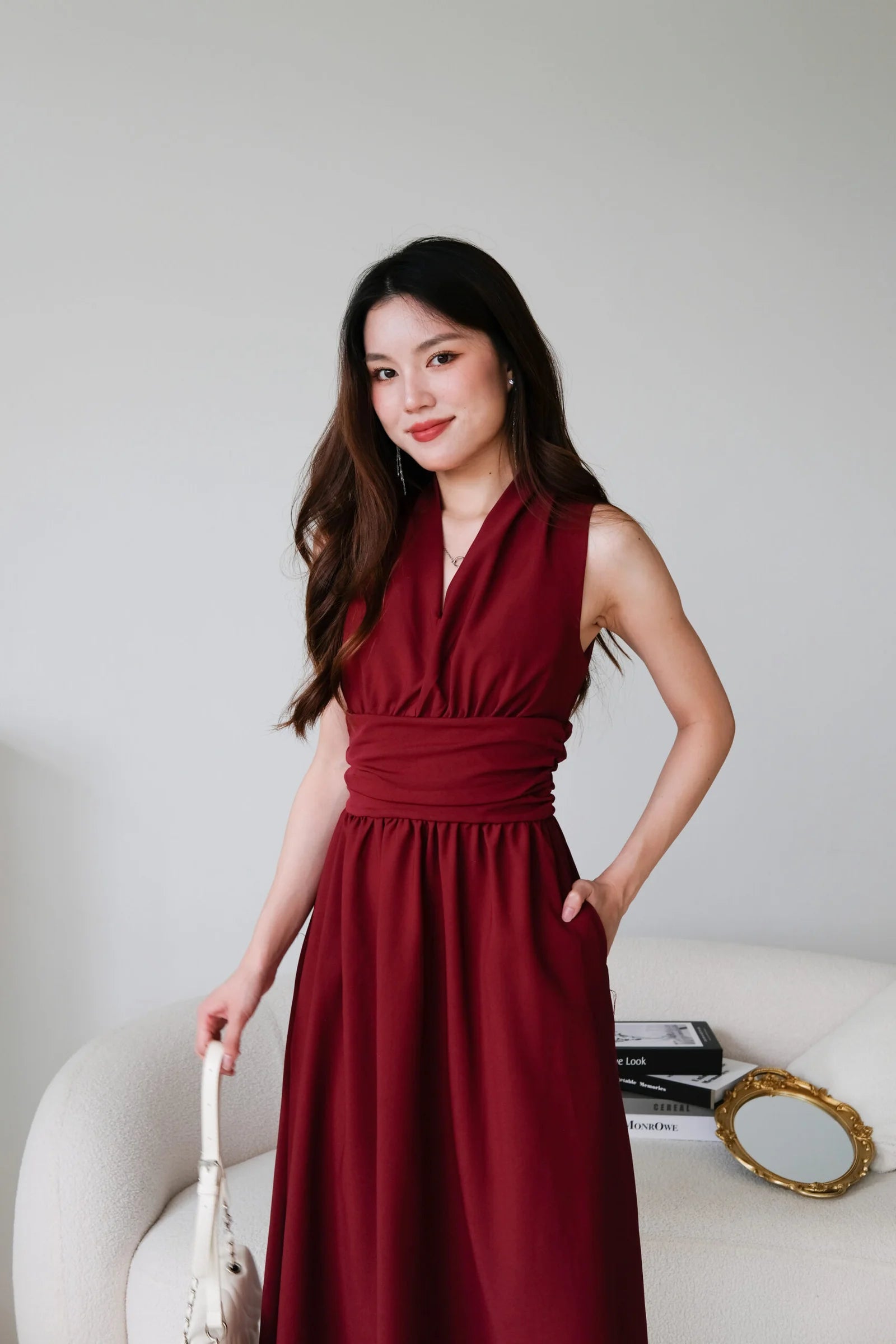 Katrina Formal Dinner Maxi Dress (Maroon)