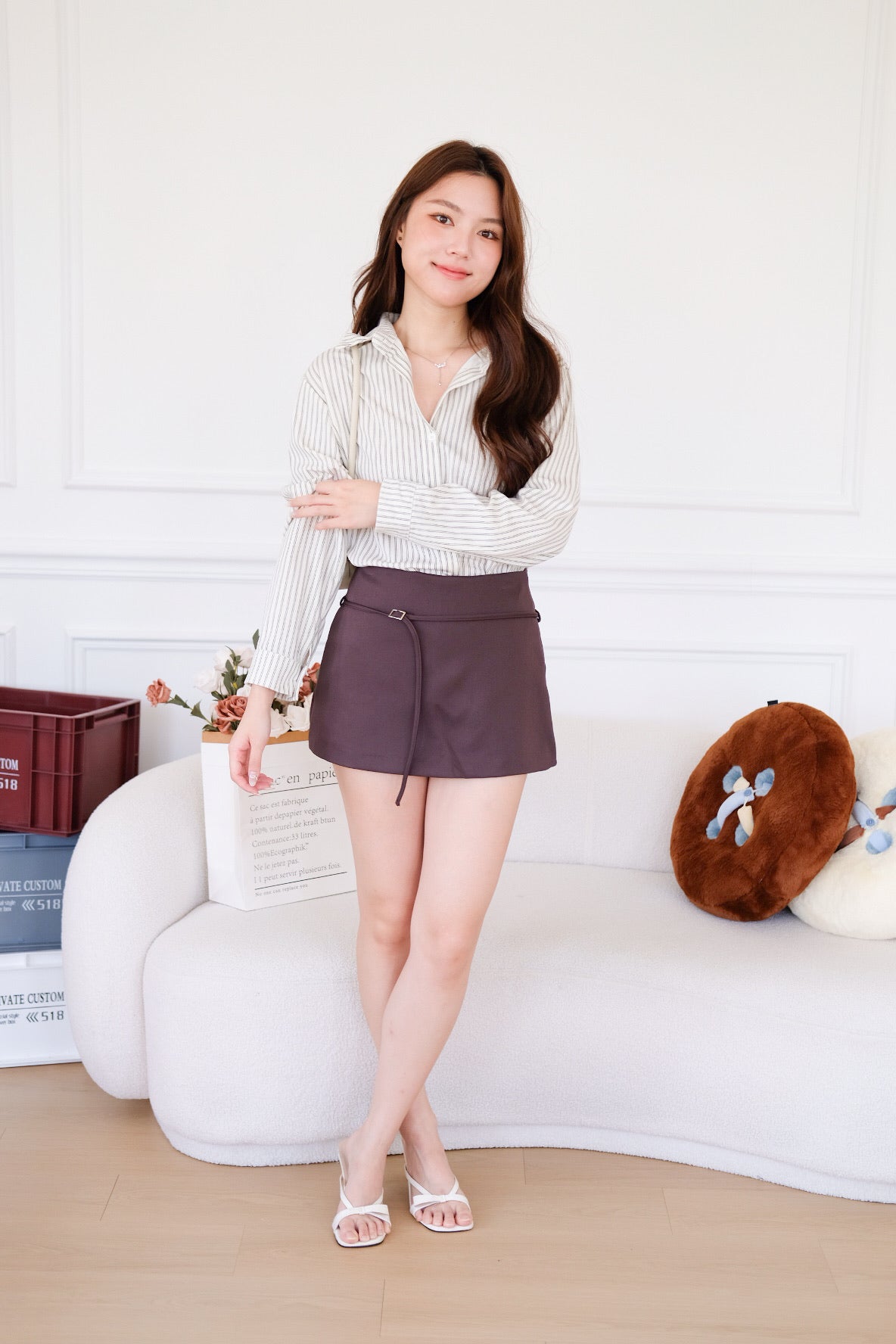 Tasha Mini Belt Skort (Mocha)