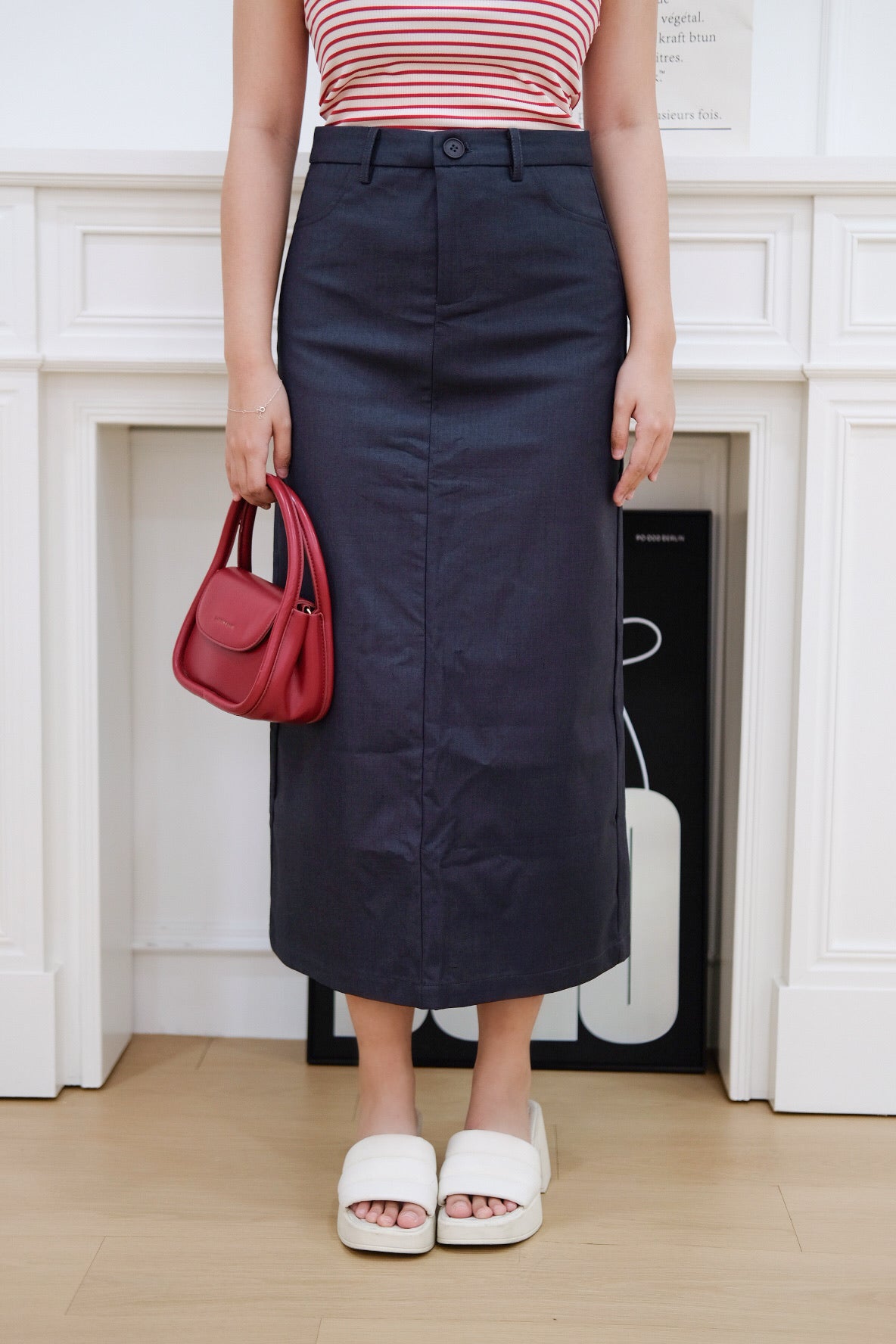 Dark Grey A Line Maxi Skirt
