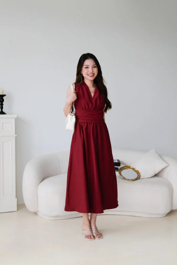 Katrina Formal Dinner Maxi Dress (Maroon)