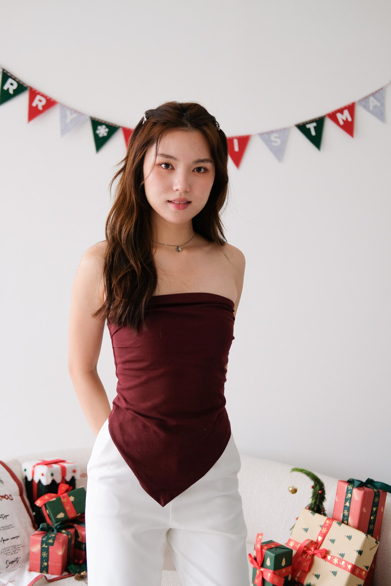 Porter Asymmetrical Tube Top (Wine)