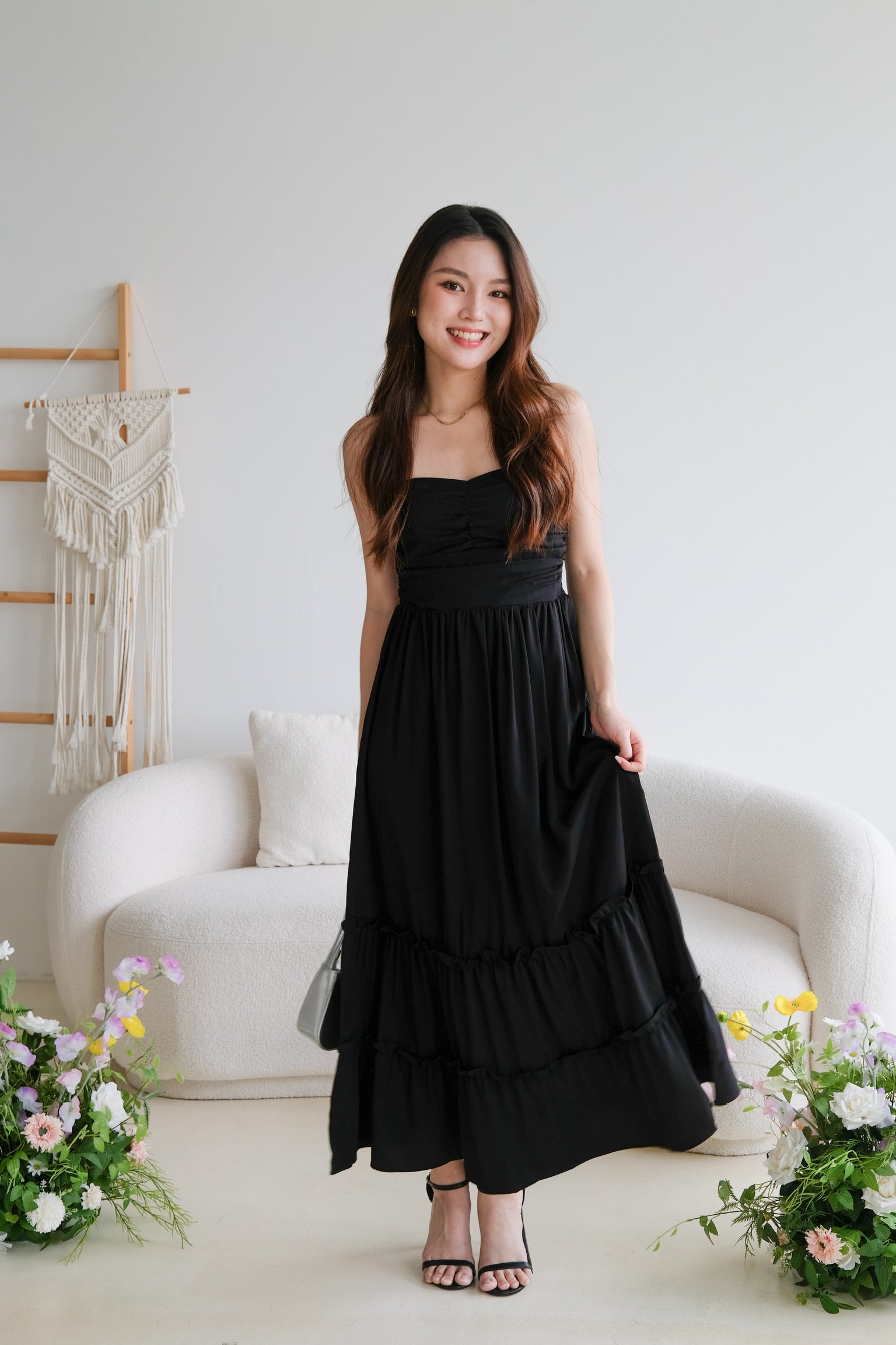 Anna Sweetheart Tube Maxi Dress (Black)