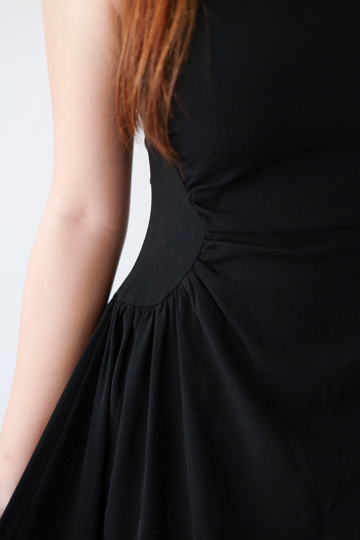 Black Ruched Midi Dress