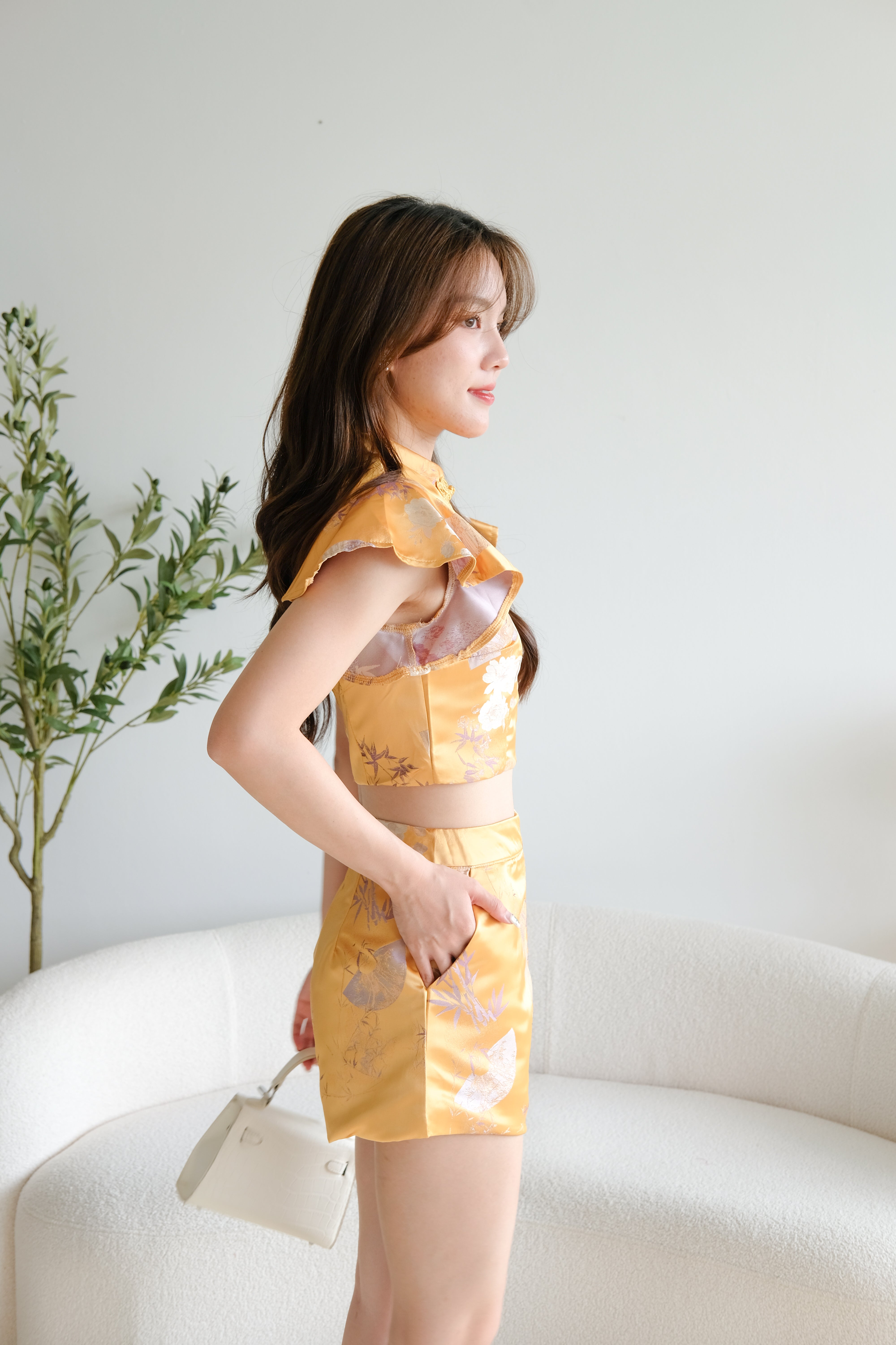 An Qi Cheongsam Set (Mustard Yellow)