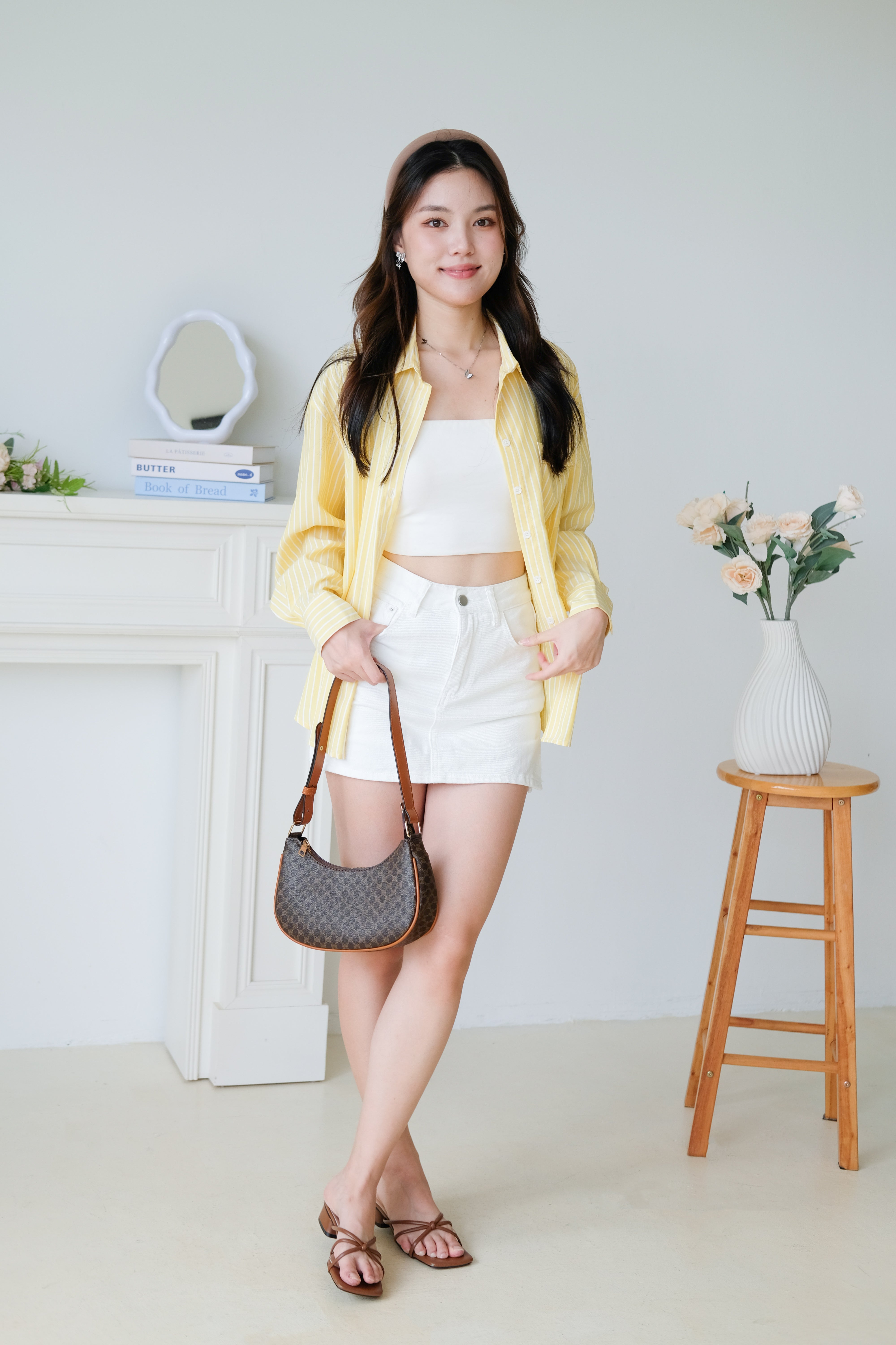 Wayne Stripes Boyfriend Shirts (Sunshine Yellow)