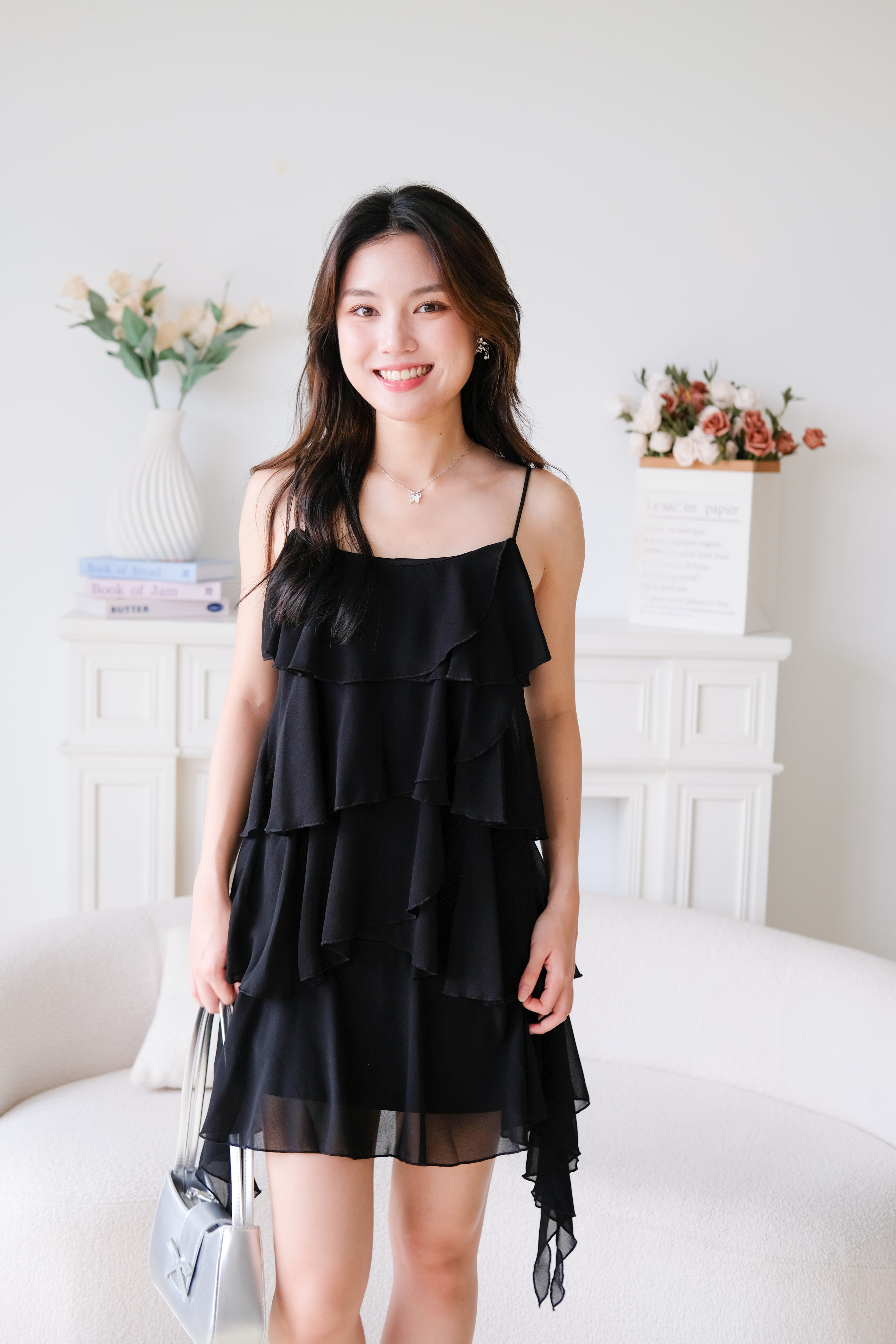 Pixie Layered Ruffle Dress (Black)