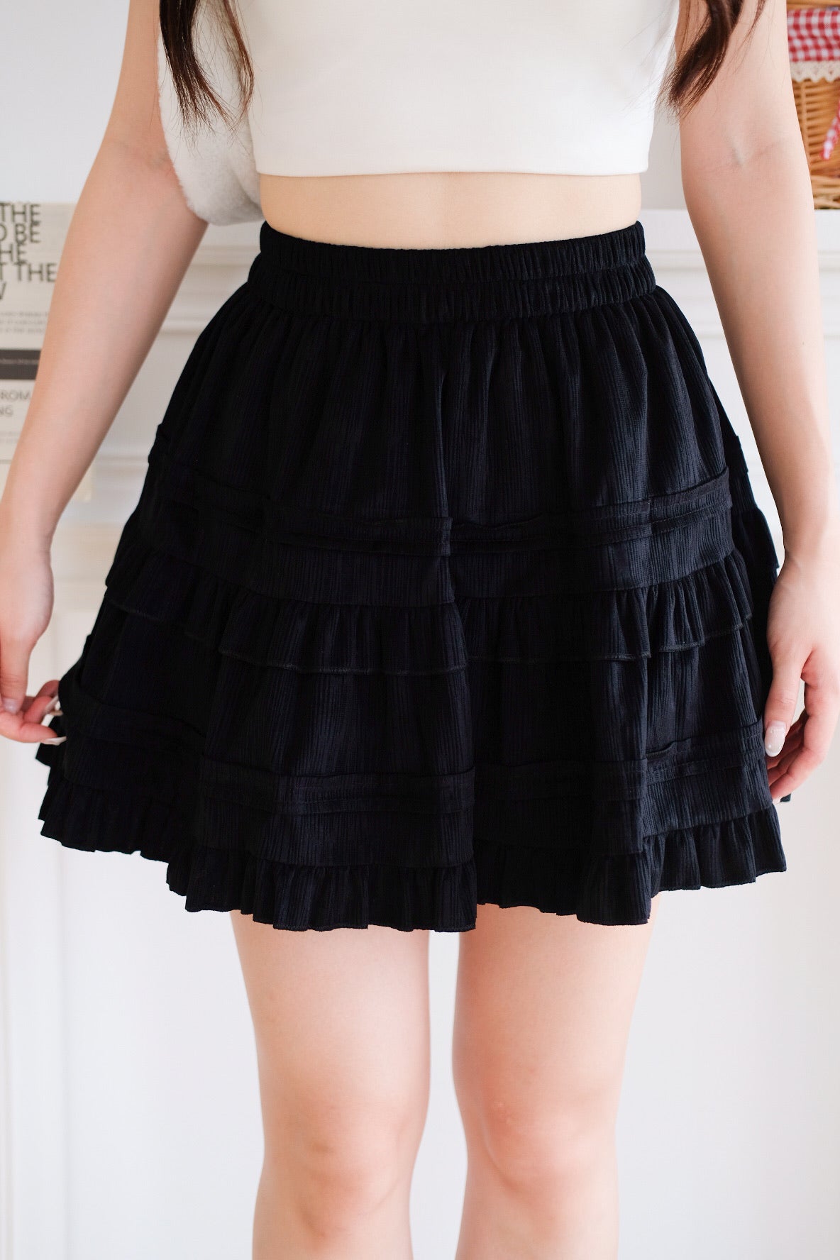 Geraldine Ruffle A Line Skirt (Black)