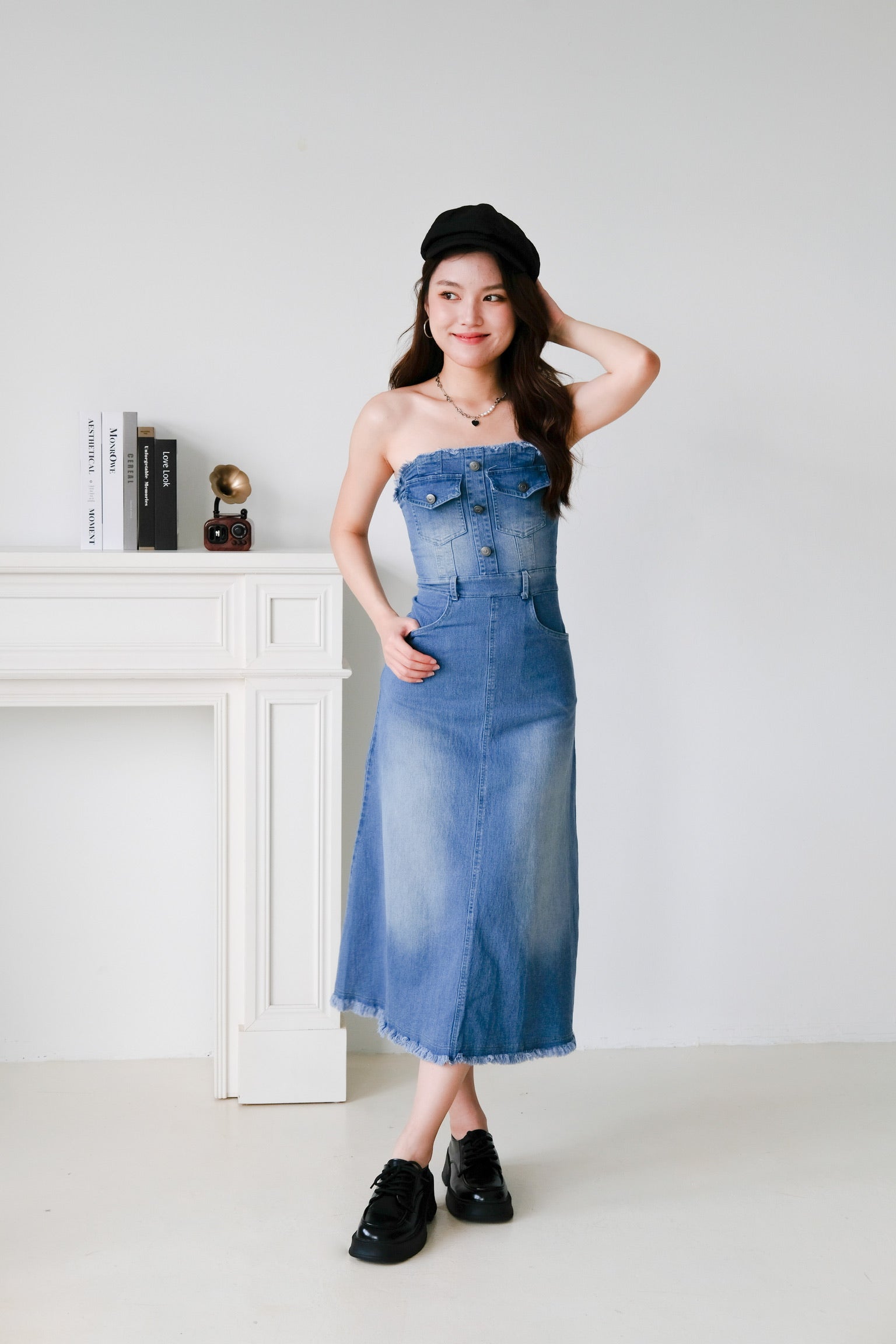 Altitude Denim Tube Maxi Dress (Dark Wash)