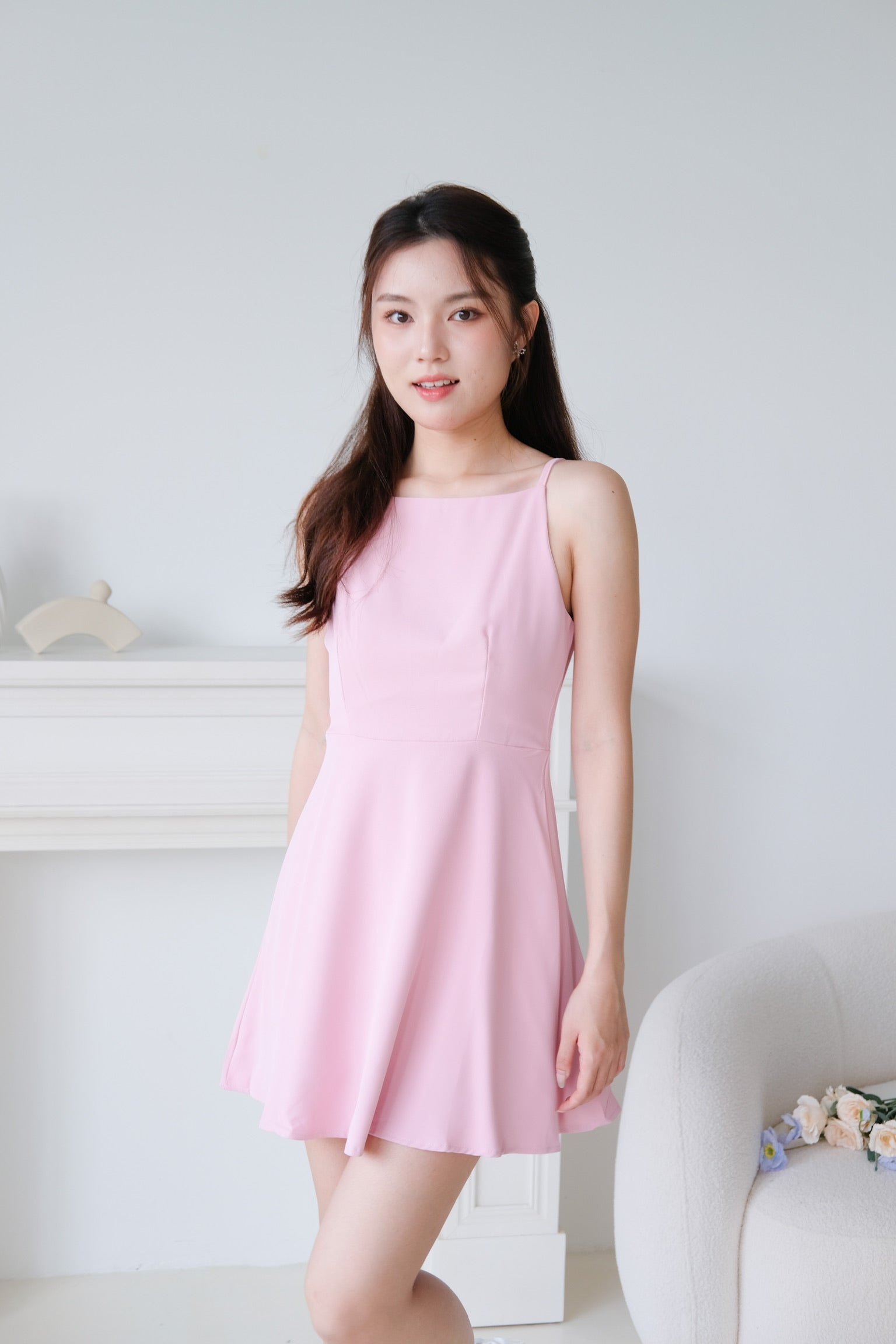 Stella Boatneck Flare Dress (Punch Pink)