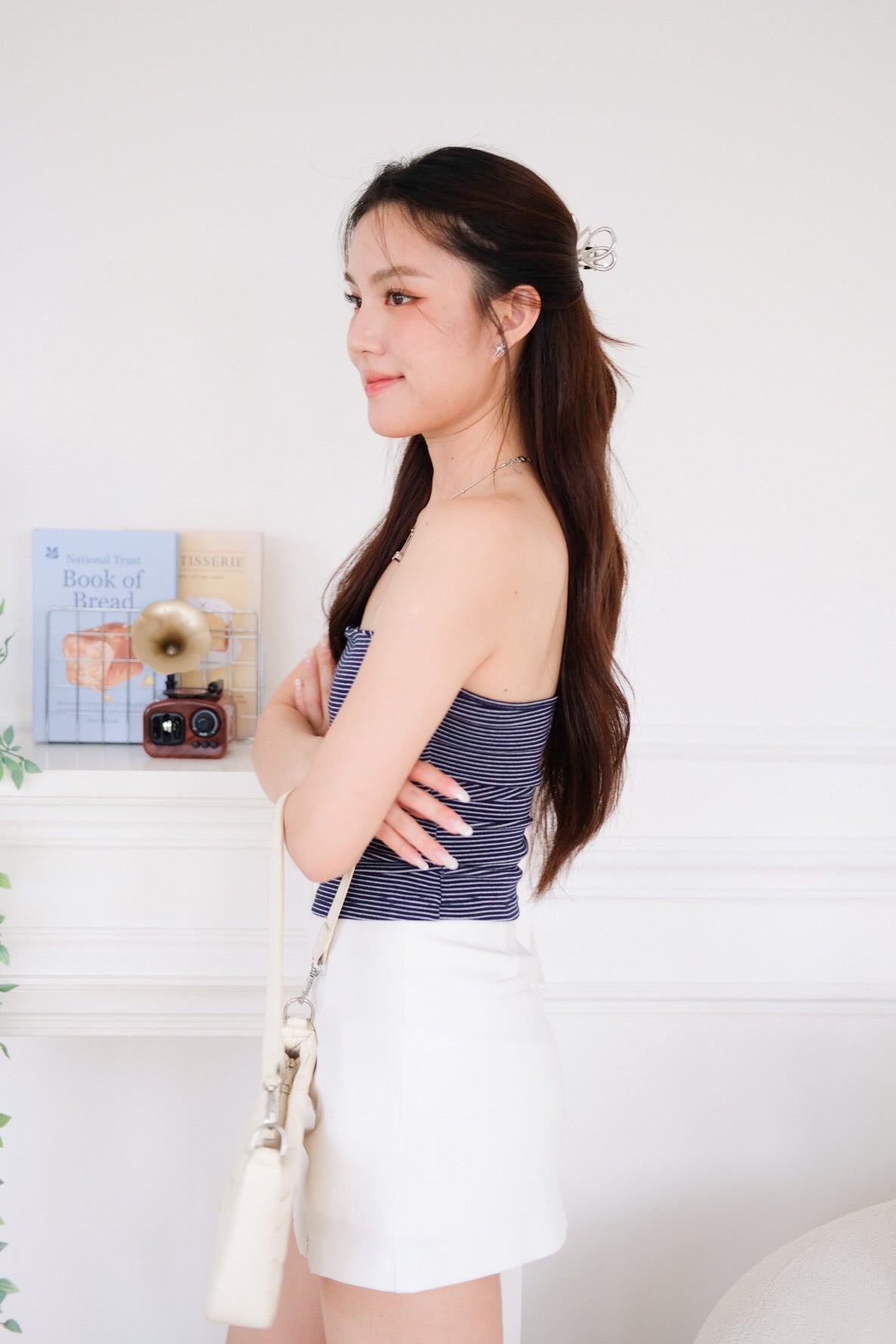 Capri Striped Padded Tube Top (Navy Blue) [ ETA 26 Aug ]