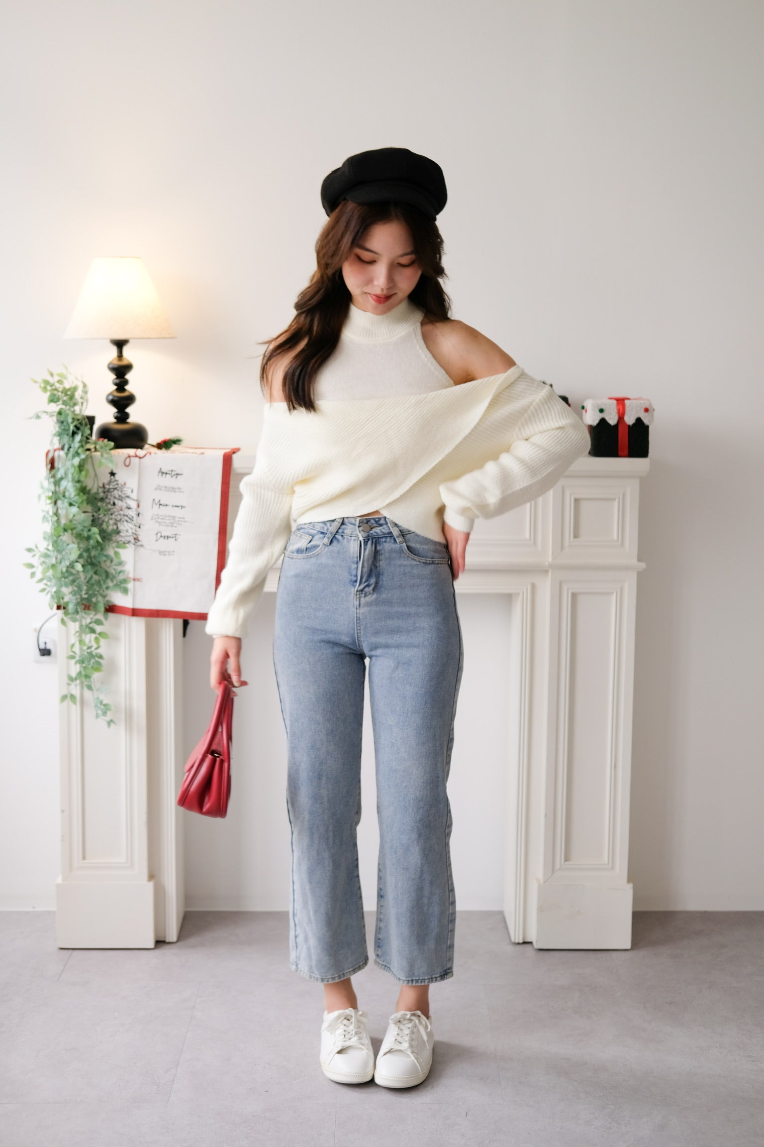 Olivia 2-in-1 Knit Sweater Set (Cream)