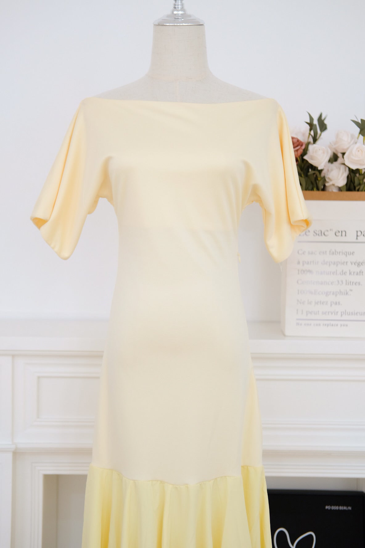 Yellow Boatneck Maxi Dress