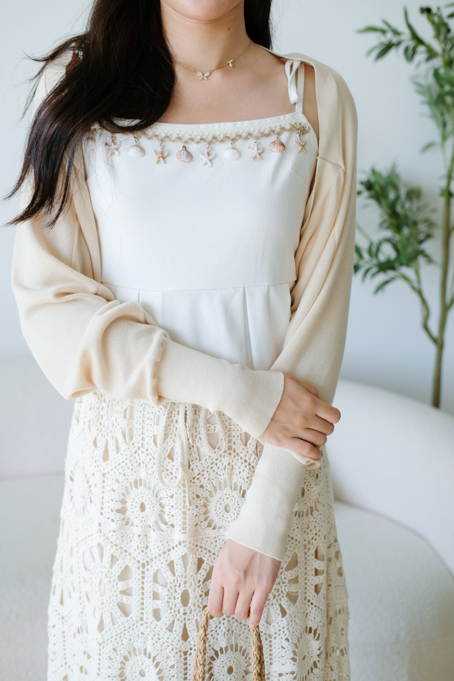 Blaire Bolero Cotton Cardigan (Beige)