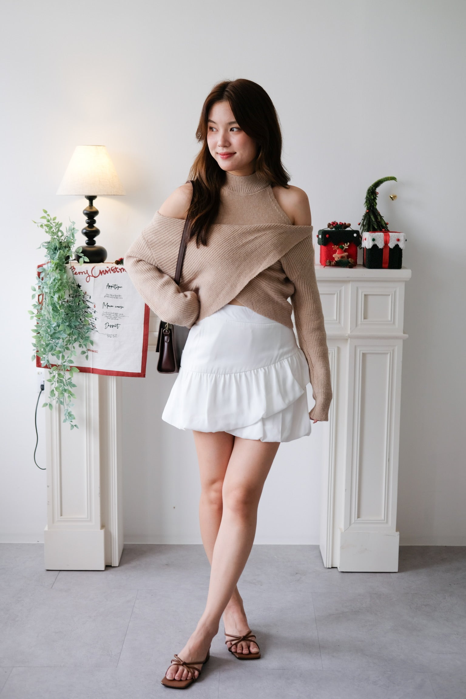 Olivia 2-in-1 Knit Sweater Set (Khaki)