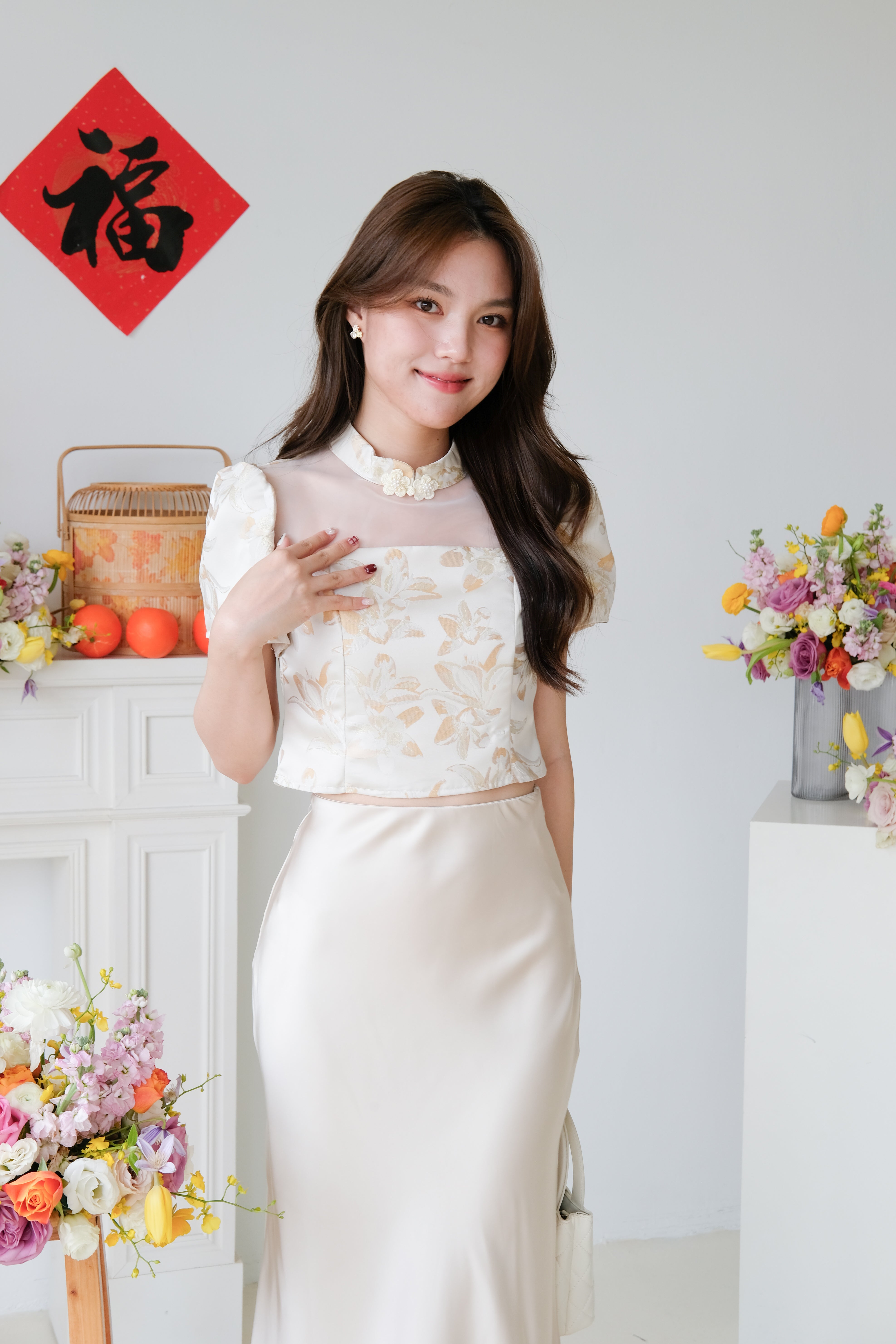 Yan Sleeve Cheongsam Top (Cream)