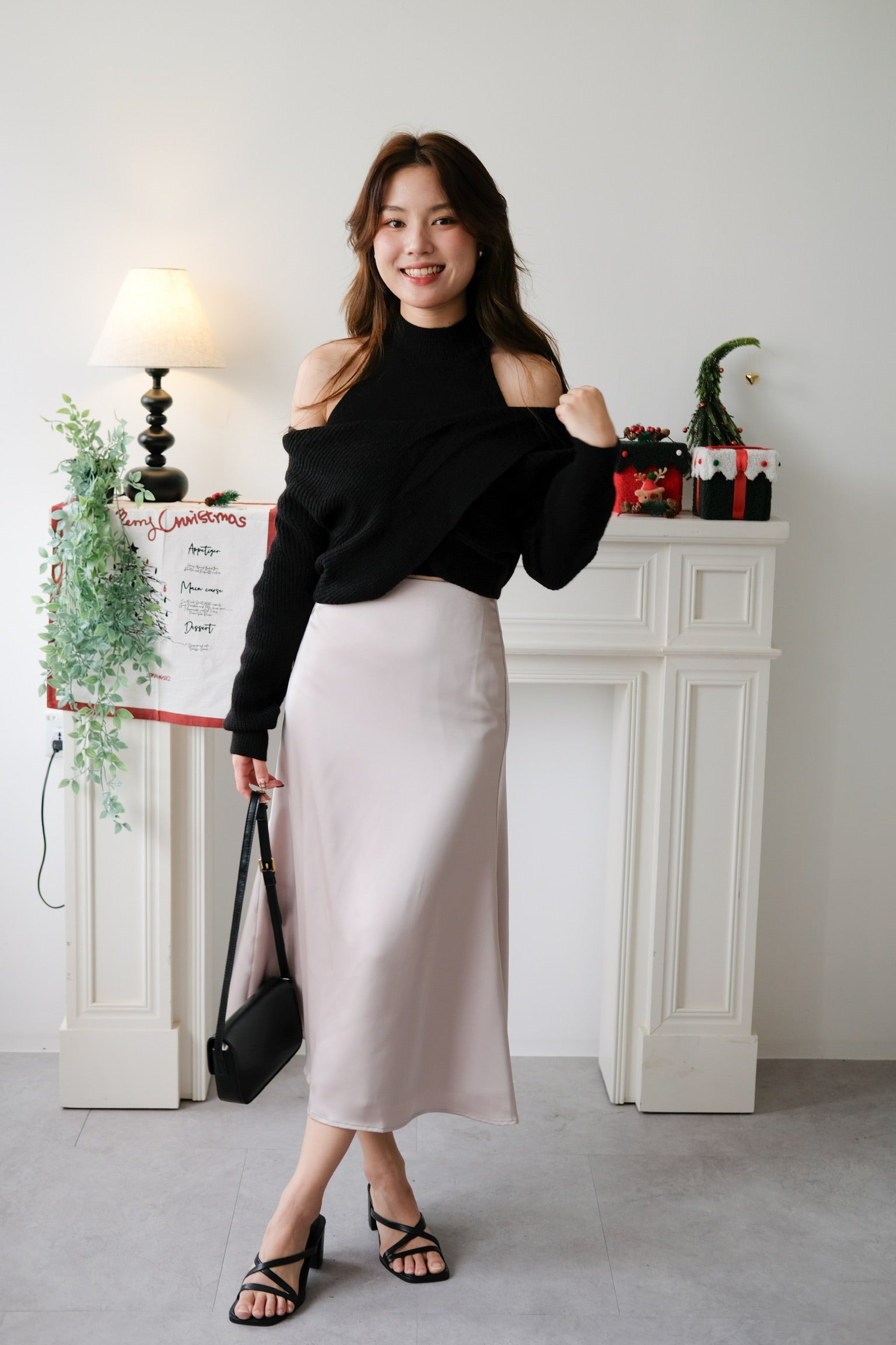 Olivia 2-in-1 Knit Sweater Set (Black)