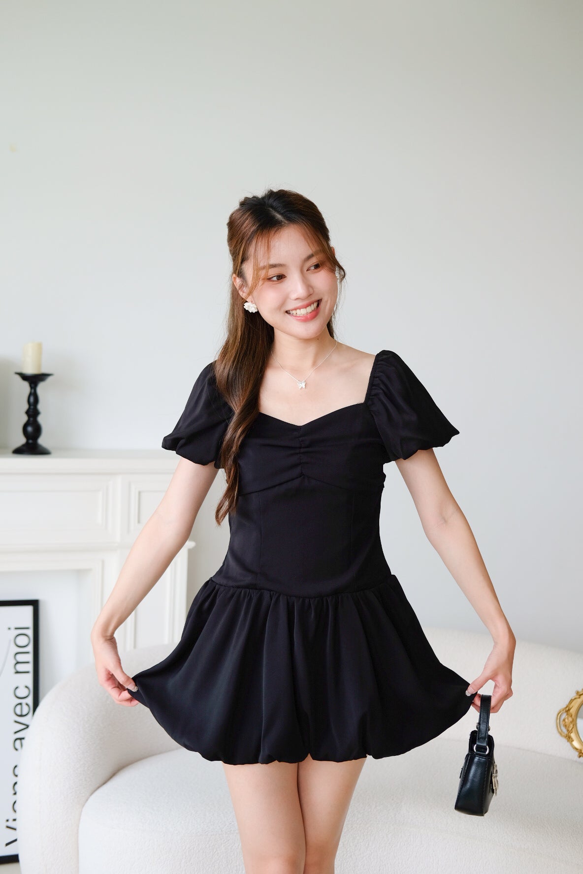 Lucy Sweetheart Bubble Dress (Black)