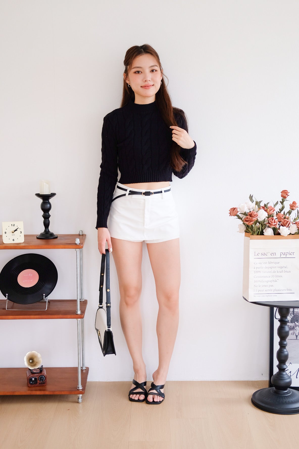 Jeanie Cable Knit Sweater (Black)