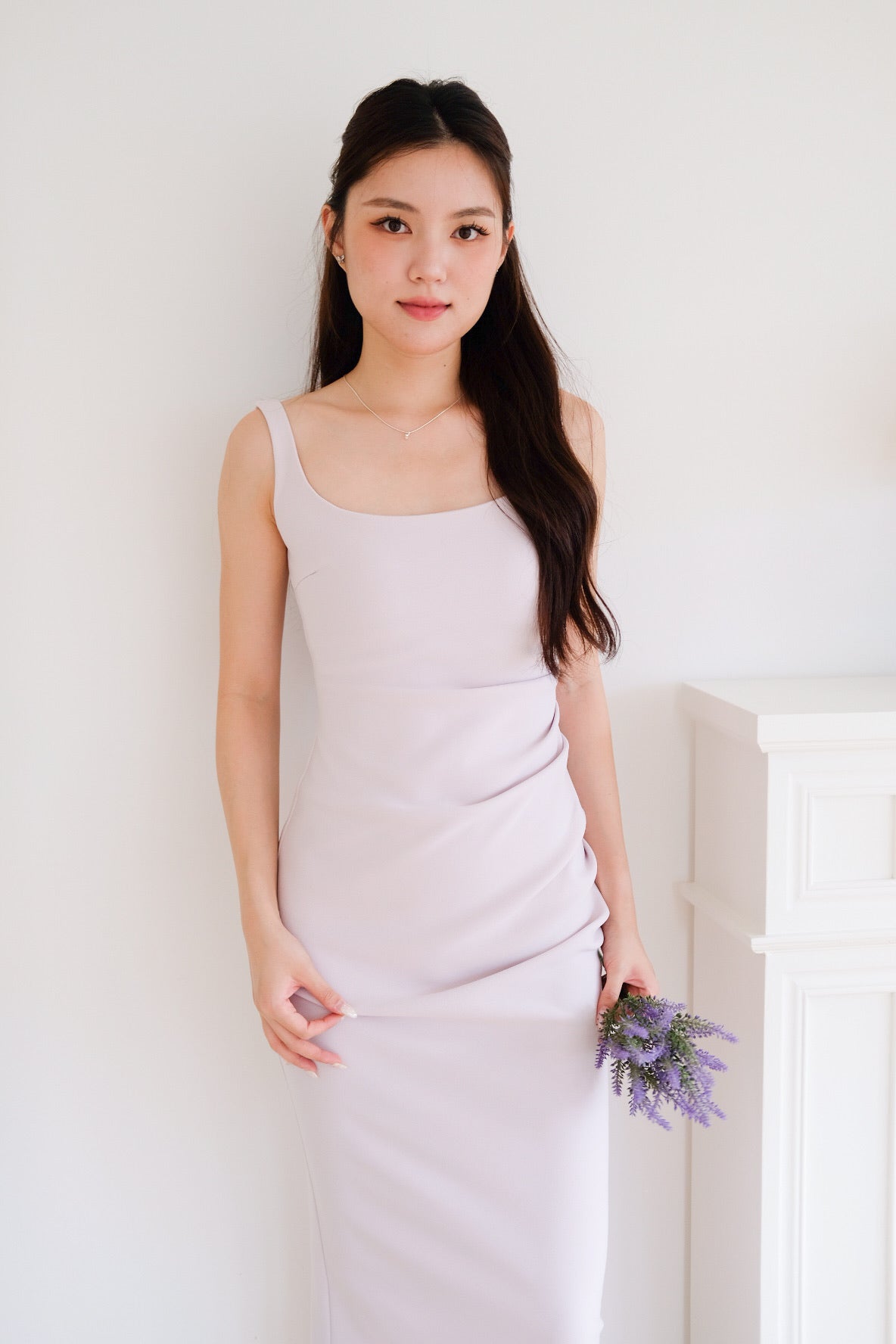 Claude Ruchea Slim Fit Midi Dress (Pastel Purple)
