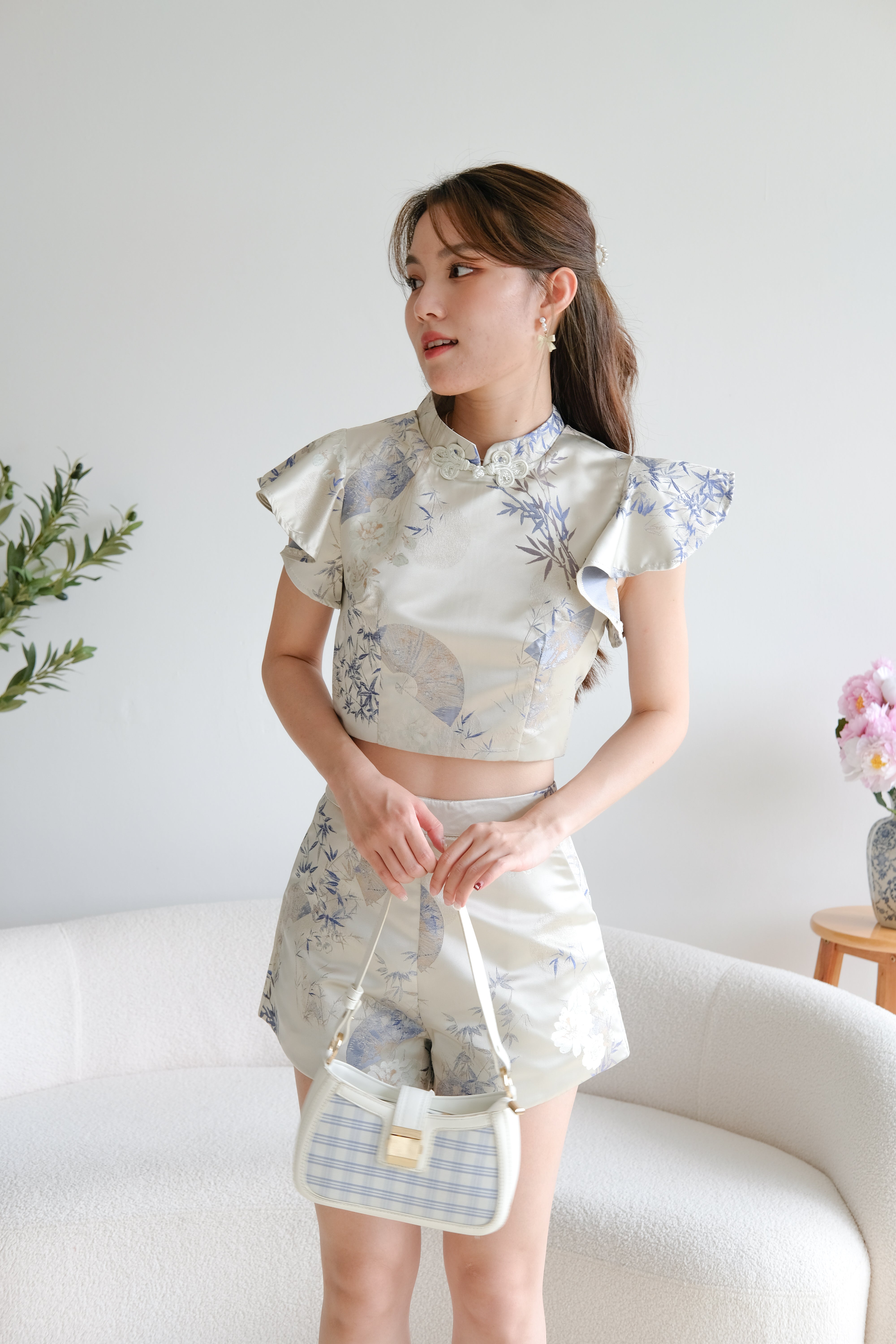 An Qi Cheongsam Set (Salt Blue)