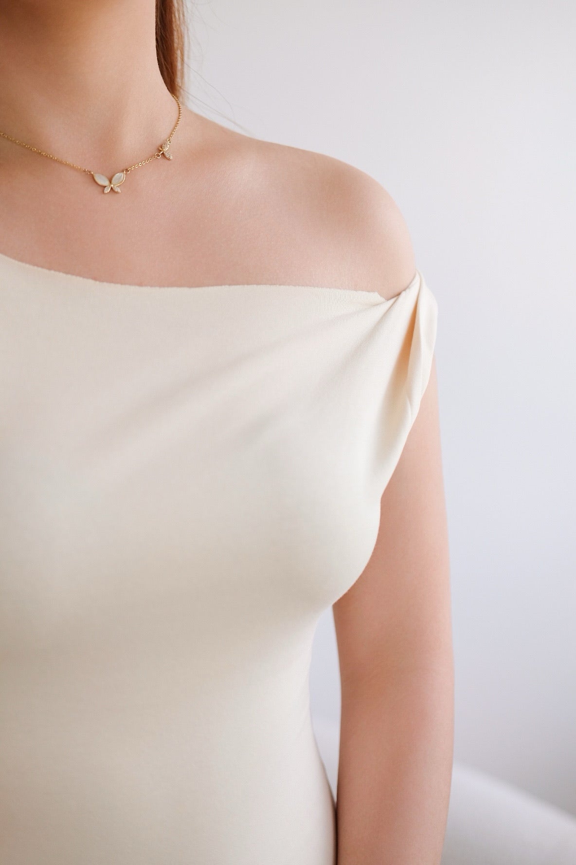 Beige Bodycon Maxi Ribbon Dress