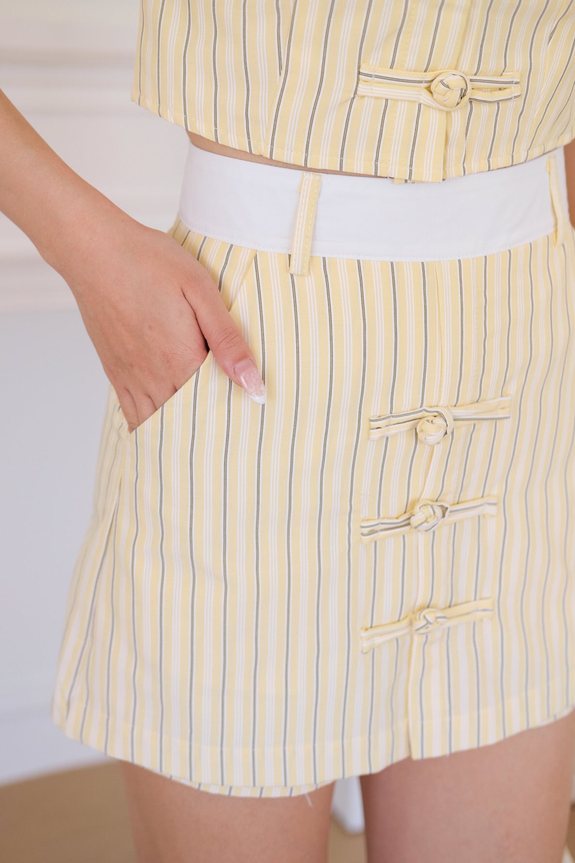 Jane Striped Cheongsam Set (Yellow)