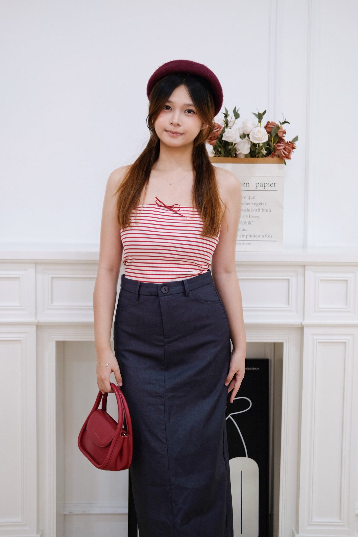 Dark Grey A Line Maxi Skirt