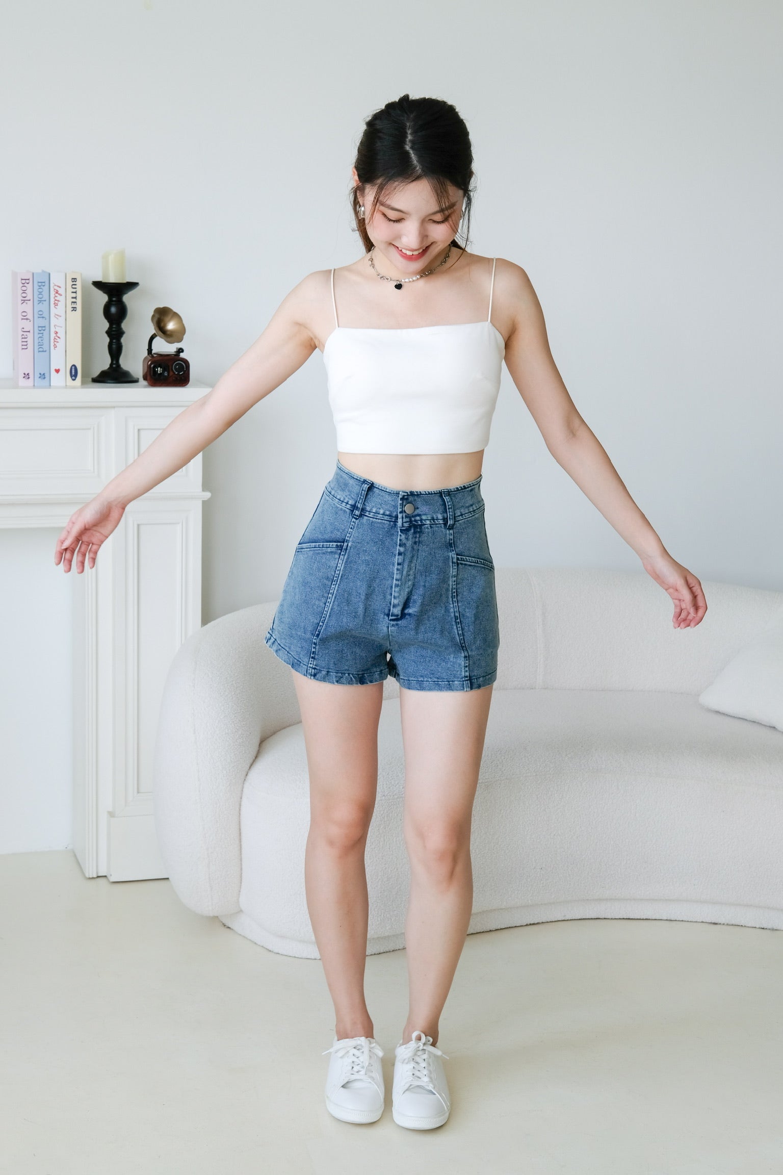 24/7 Denim High Waist Shorts (Blue)