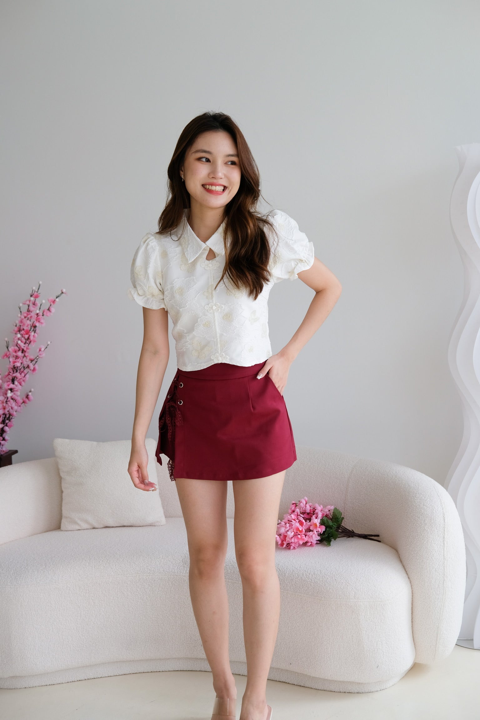 Juwei Side Slit Skort (Wine)