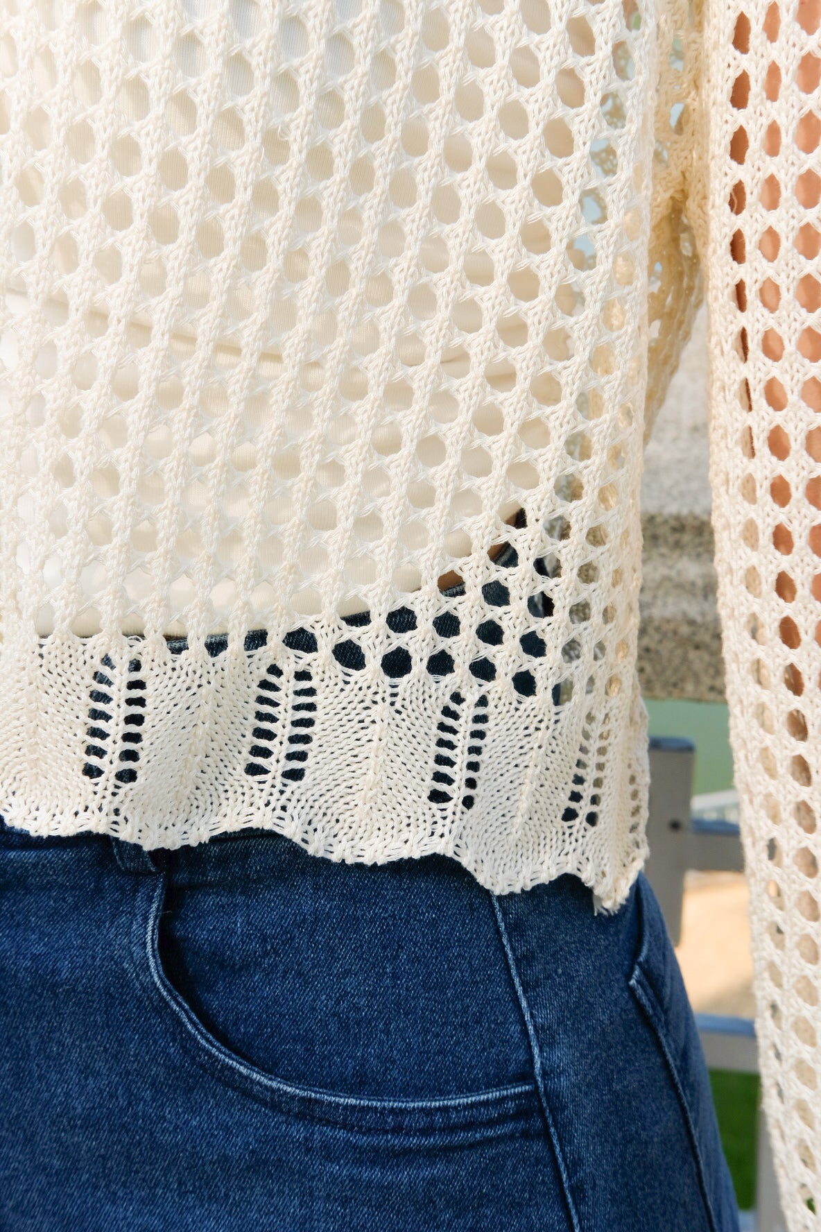 Savannah Beach Knit Cropped Outerwear (Beige)