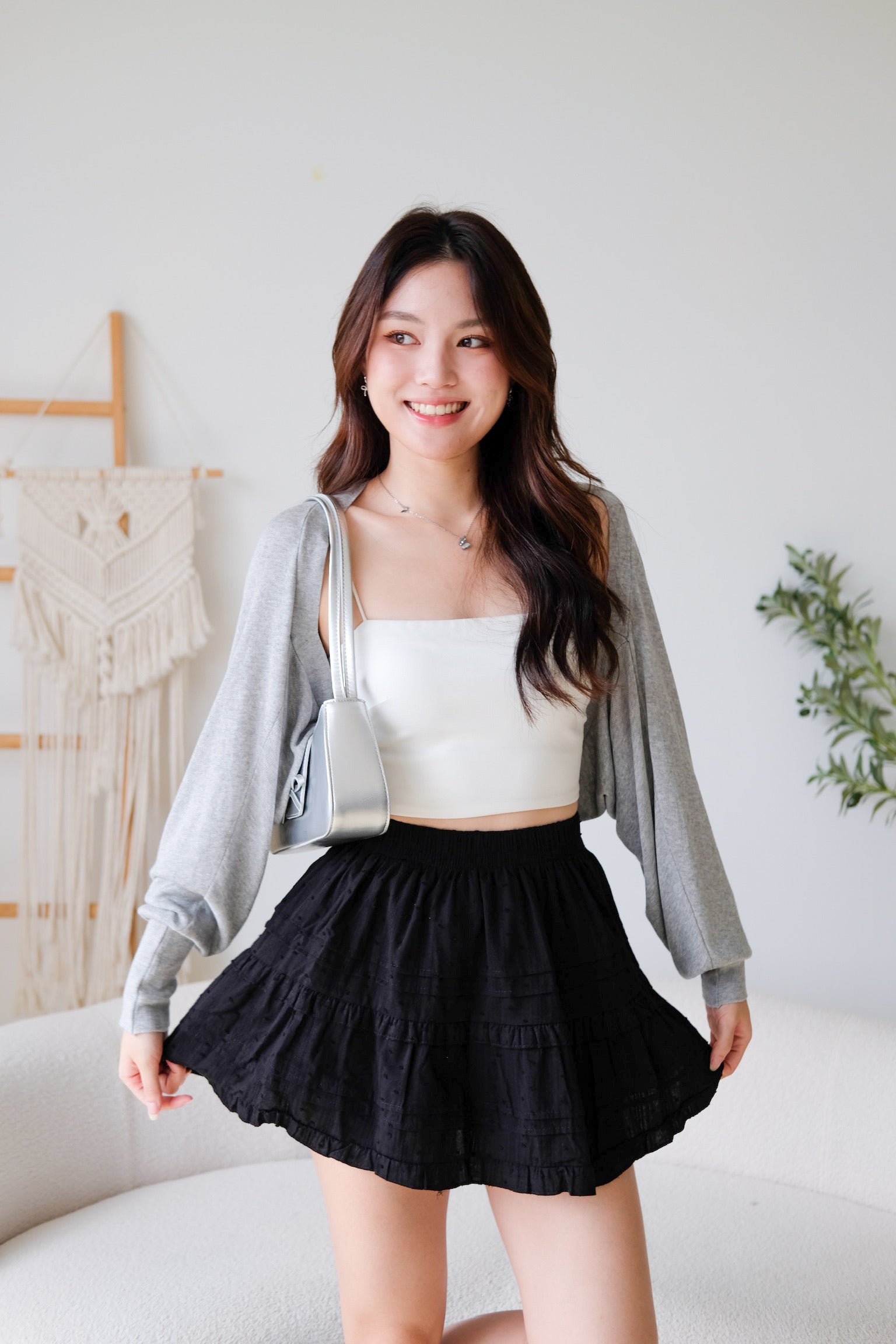 Lesley Eyelet Skater Skirt (Black)