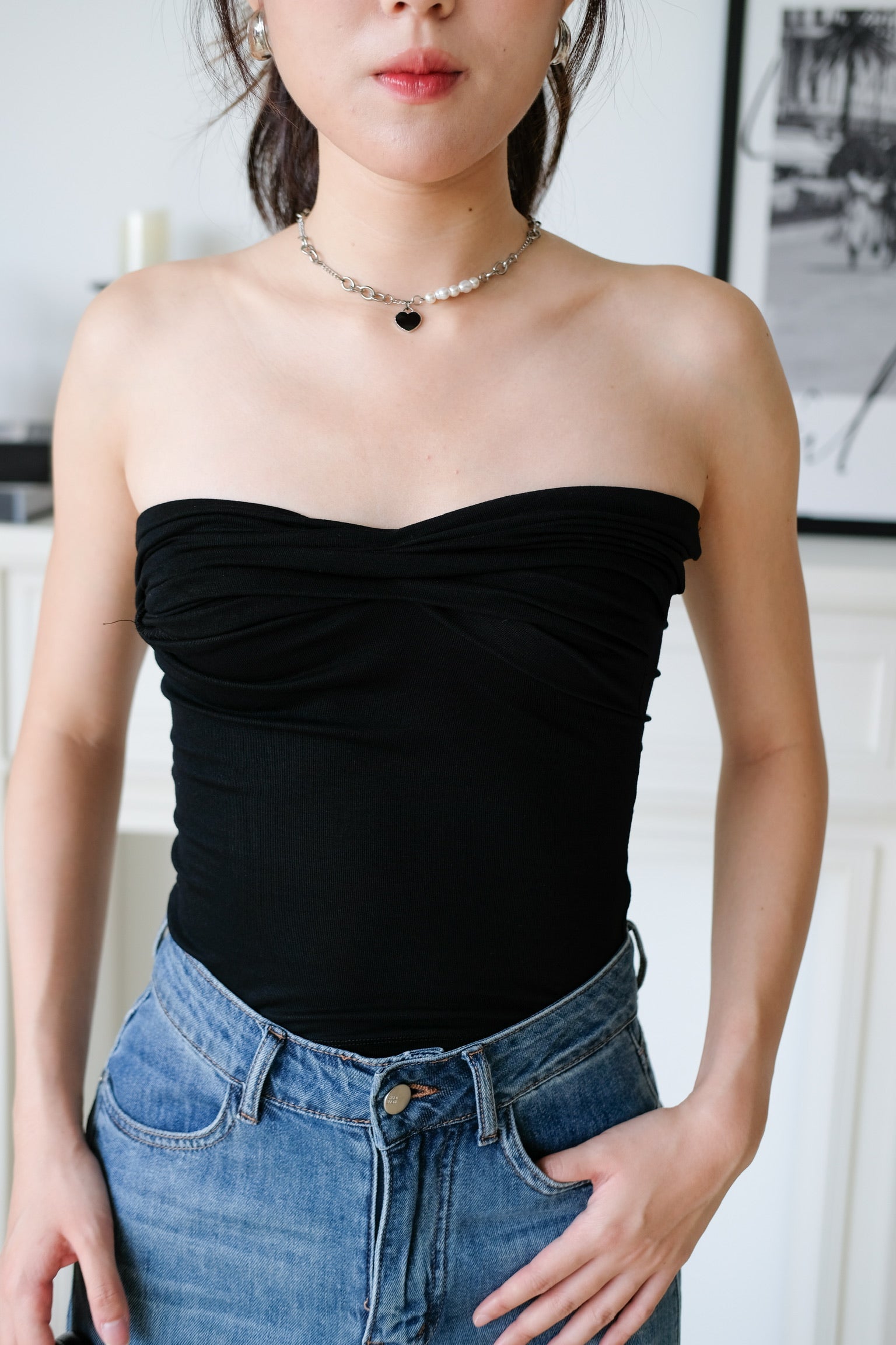 Naomi Twist Cotton Tube Top (Black)