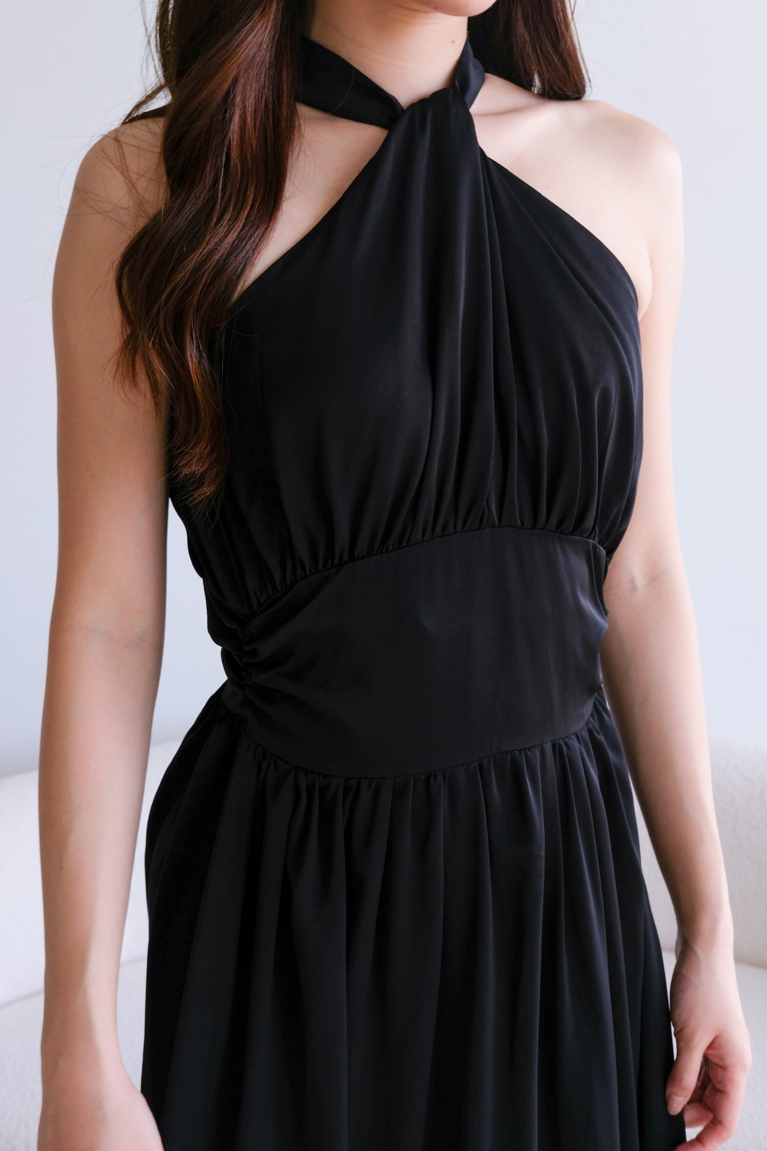 Fiona Halter Flare Maxi Dress (Black)