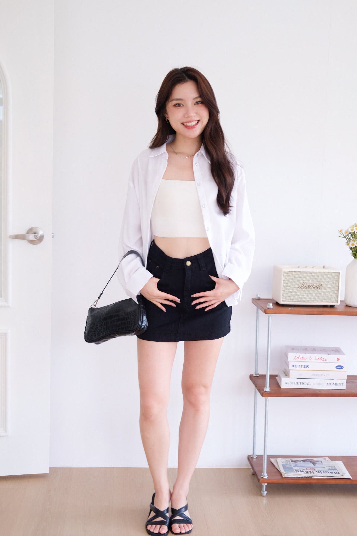 Downtown Linen Oversized Shirt (White)