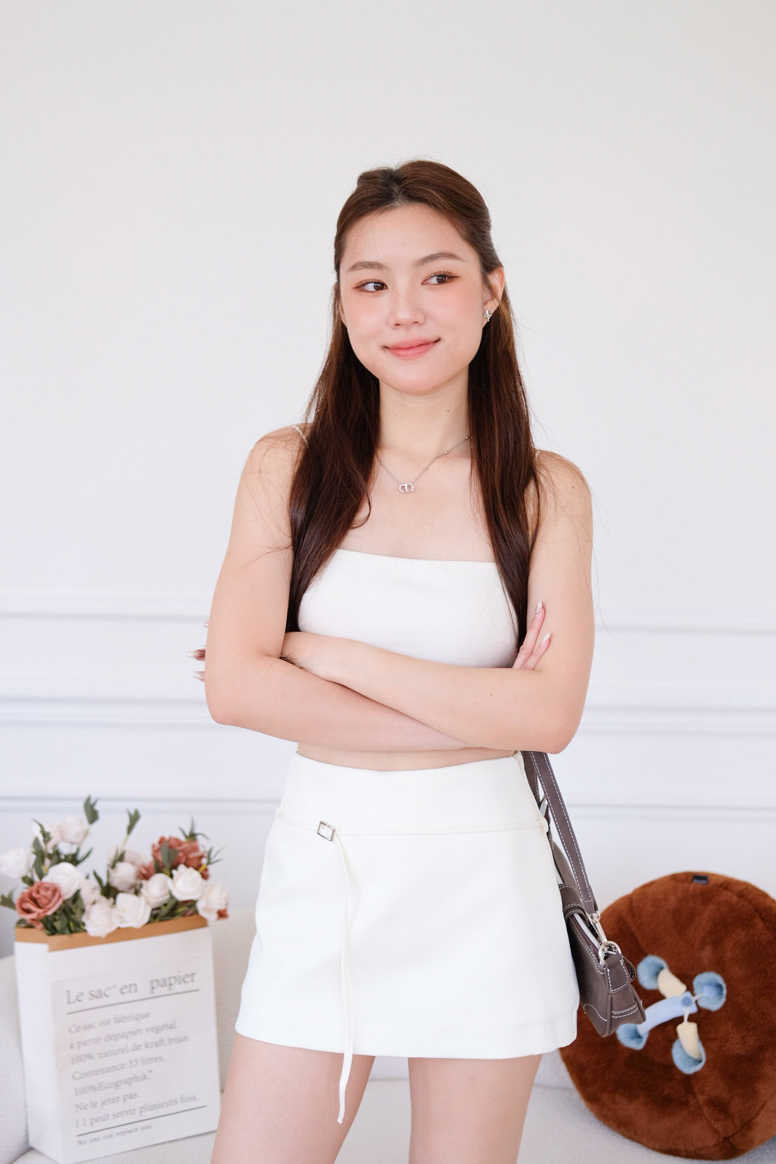 Tasha Mini Belt Skort (Cream)