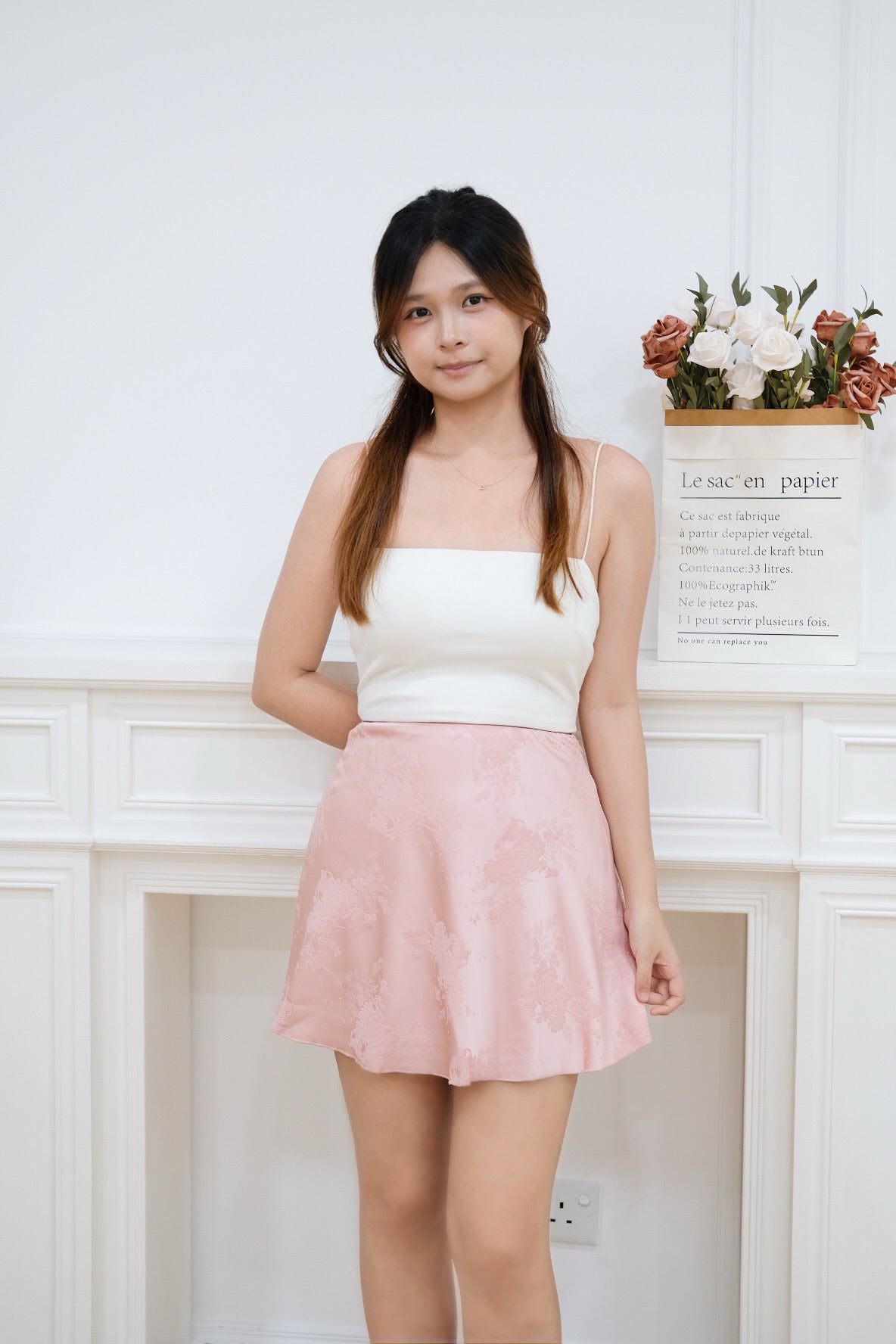 Xin Cheongsam Mini Skirt (Pink)
