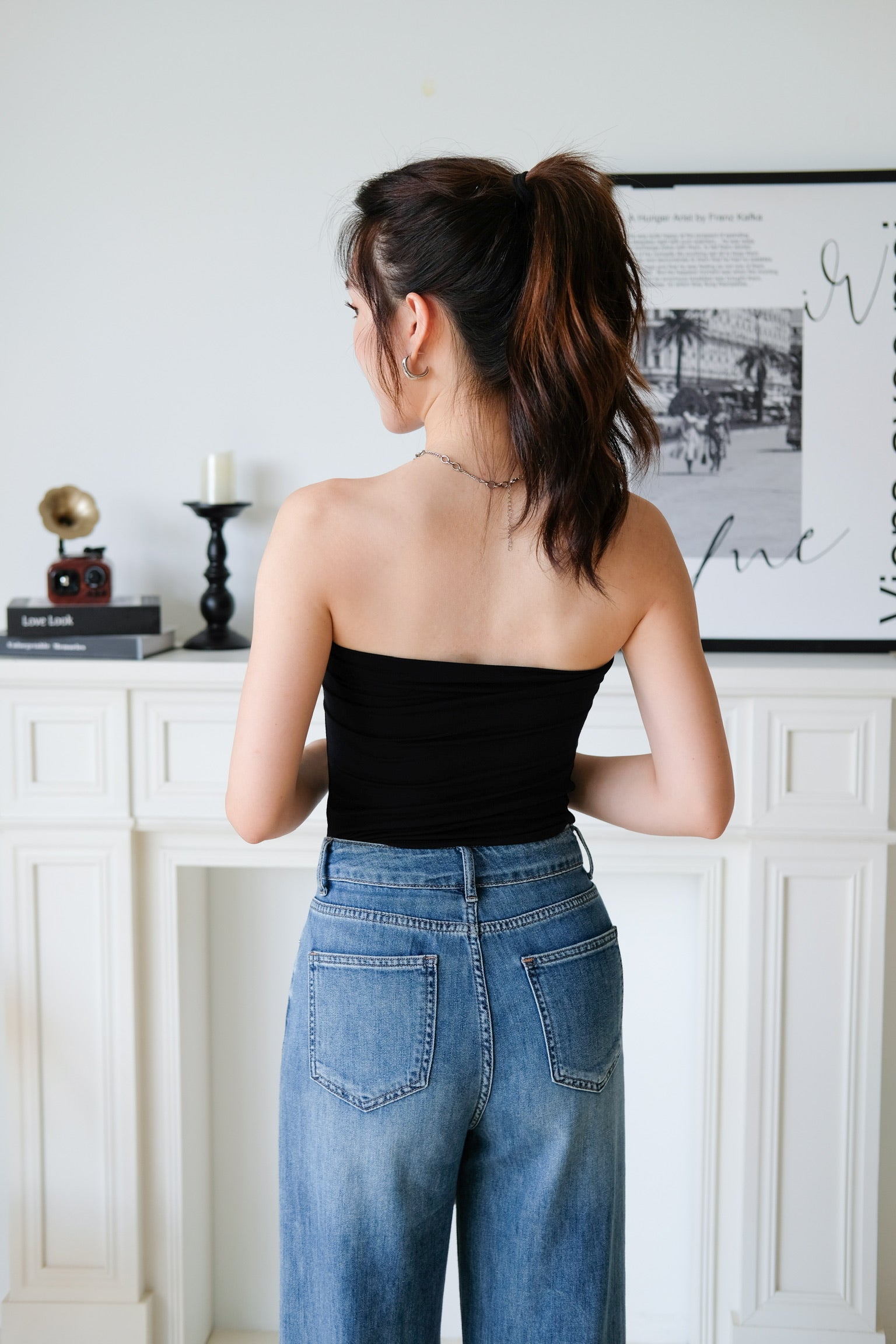 Naomi Twist Cotton Tube Top (Black)