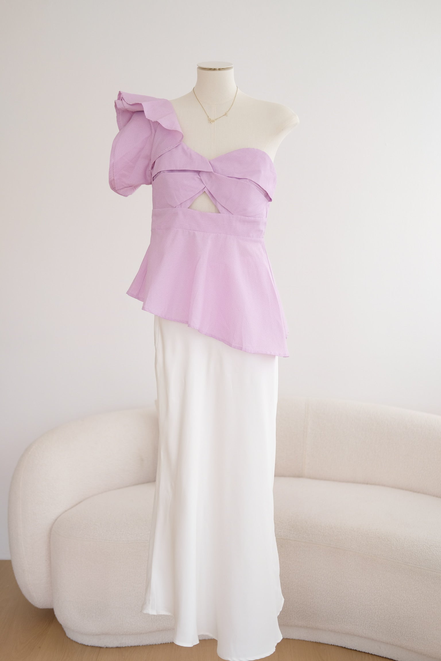 Purple Ruffle Assymetrical Top