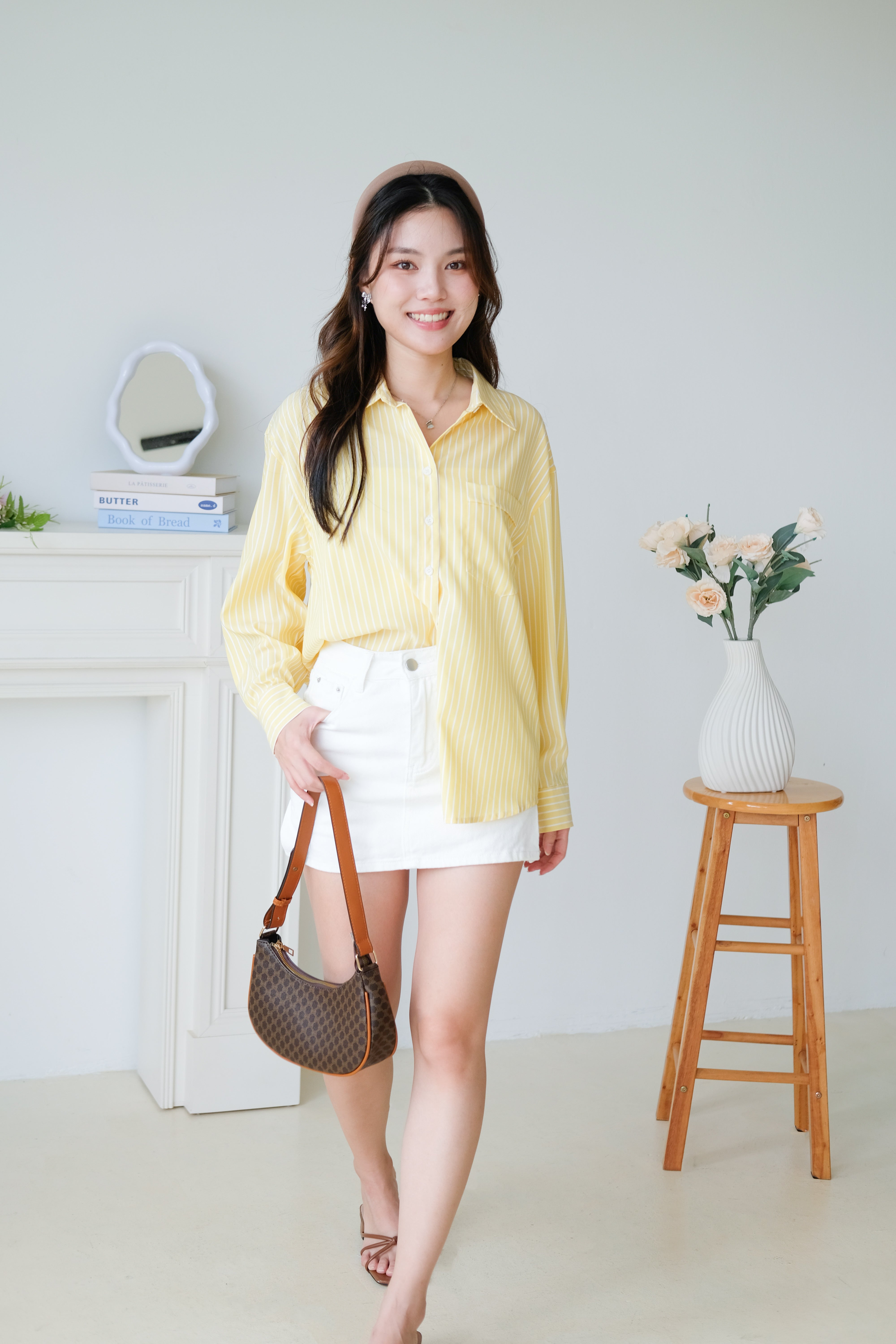 Wayne Stripes Boyfriend Shirts (Sunshine Yellow)