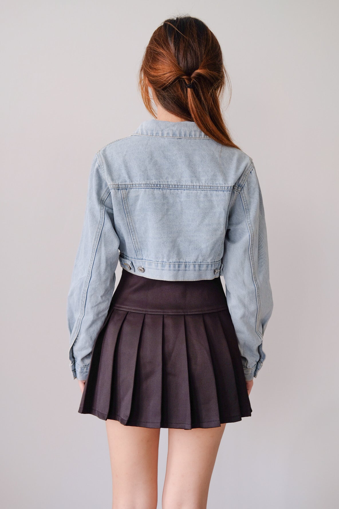 Cropped Denim Jacket with Buttons