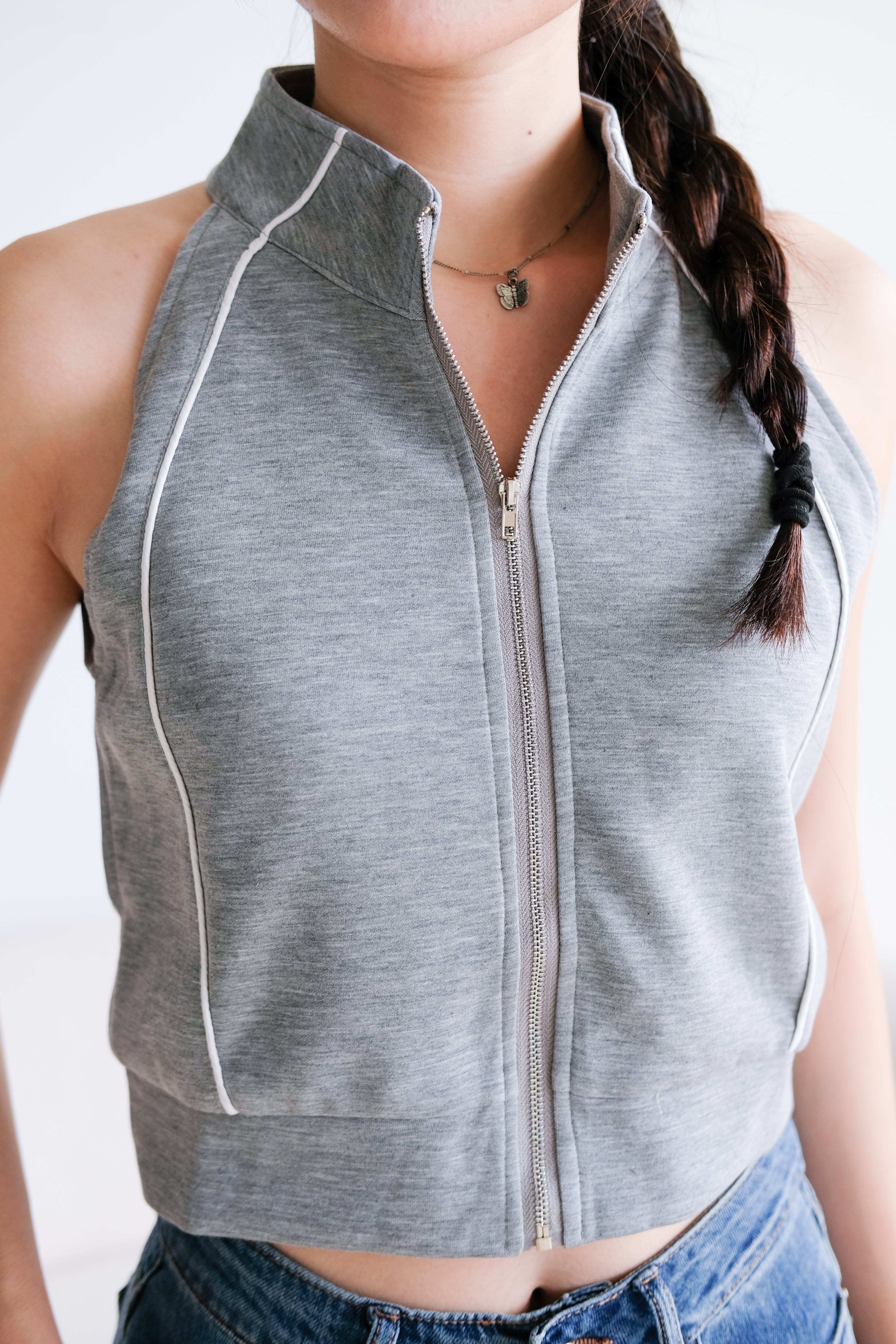 Fred Sporty Halter Top (Grey)