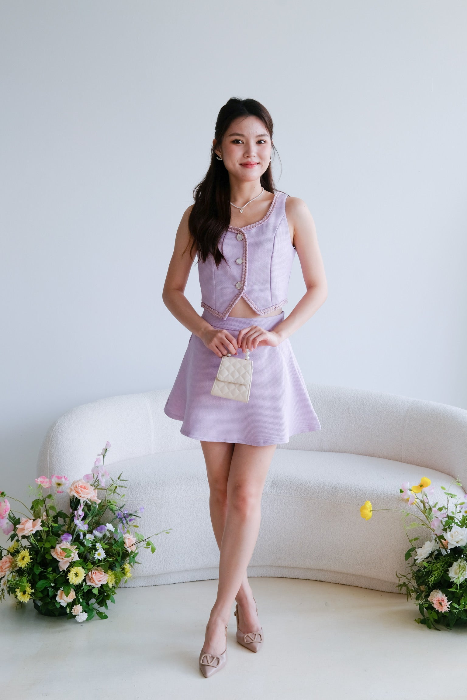 Nayeon Tweed Pearl Set (Lilac)