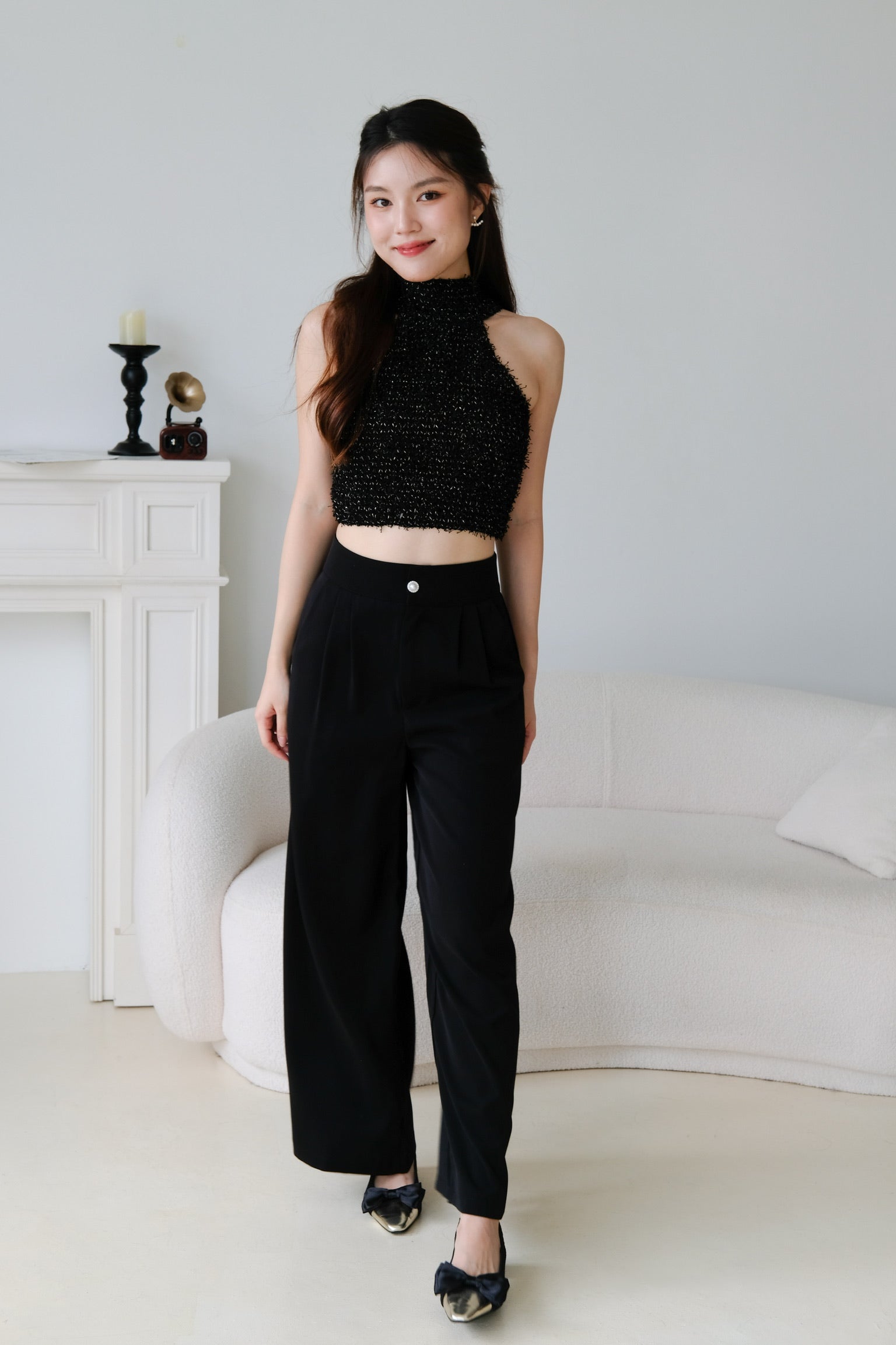 Jamie Pearl Straight Pants (Black)