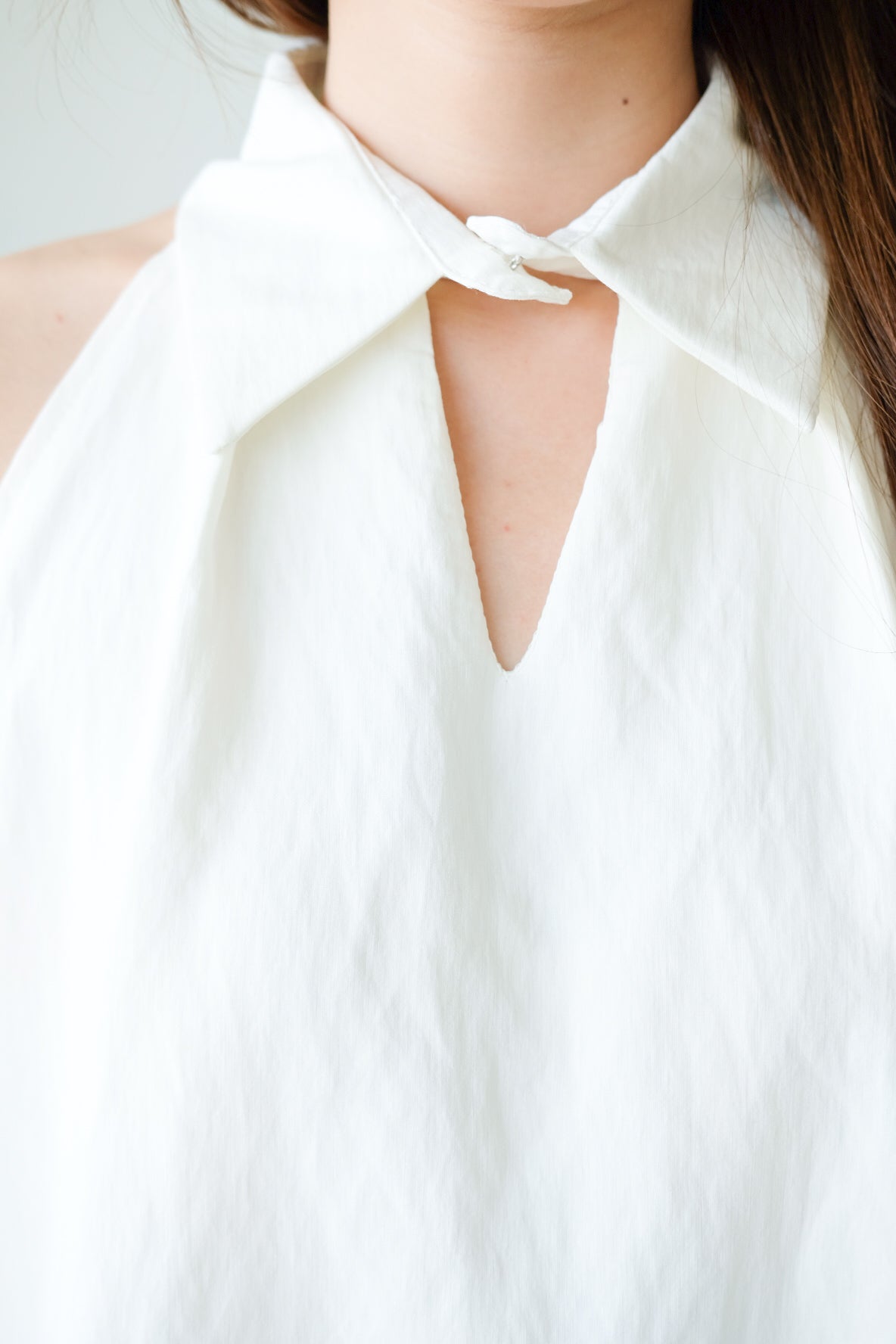 Natasha Collared Ruffle Loose Dress (Cream)