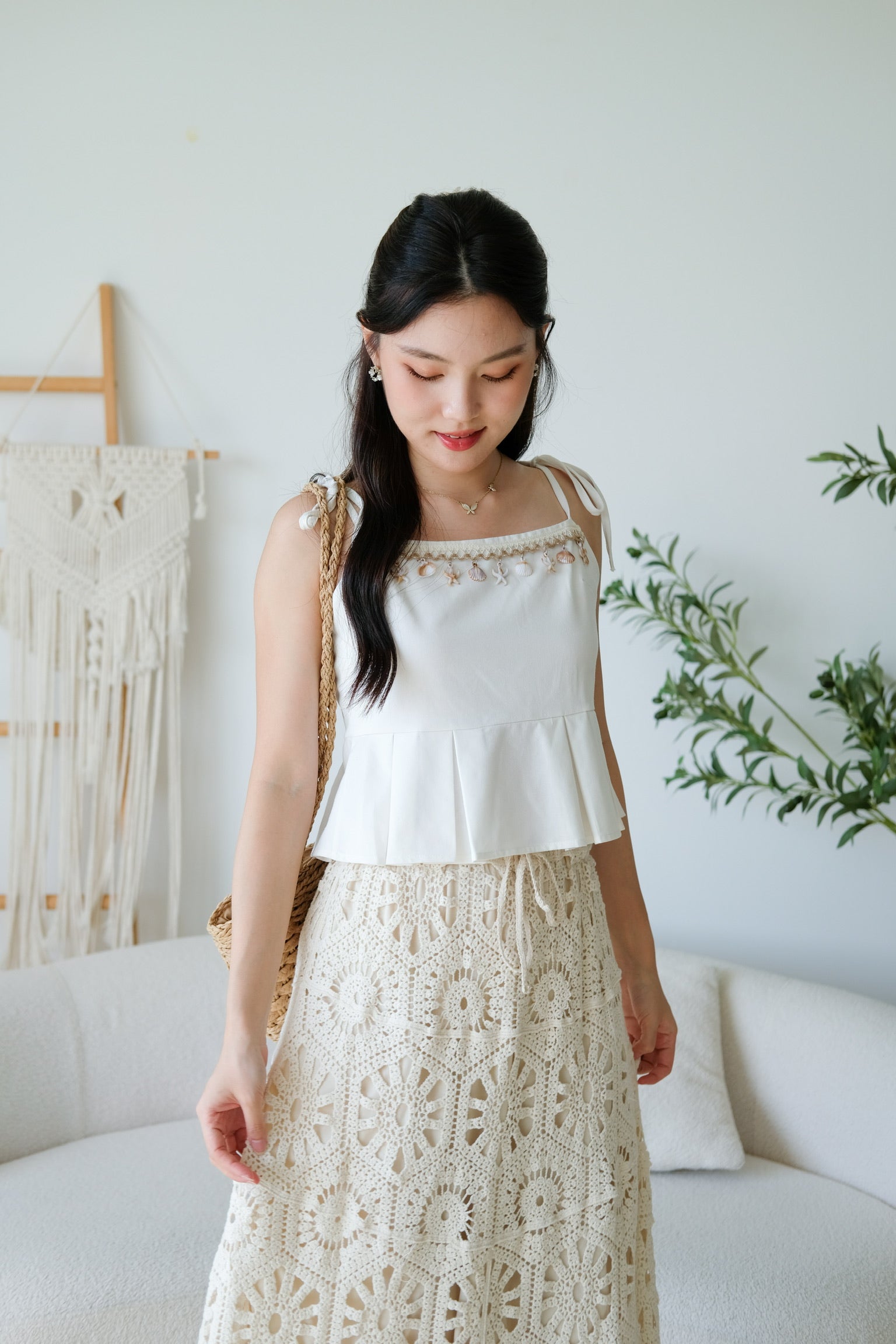 Zahara Crochet Maxi Skirt (Cream)