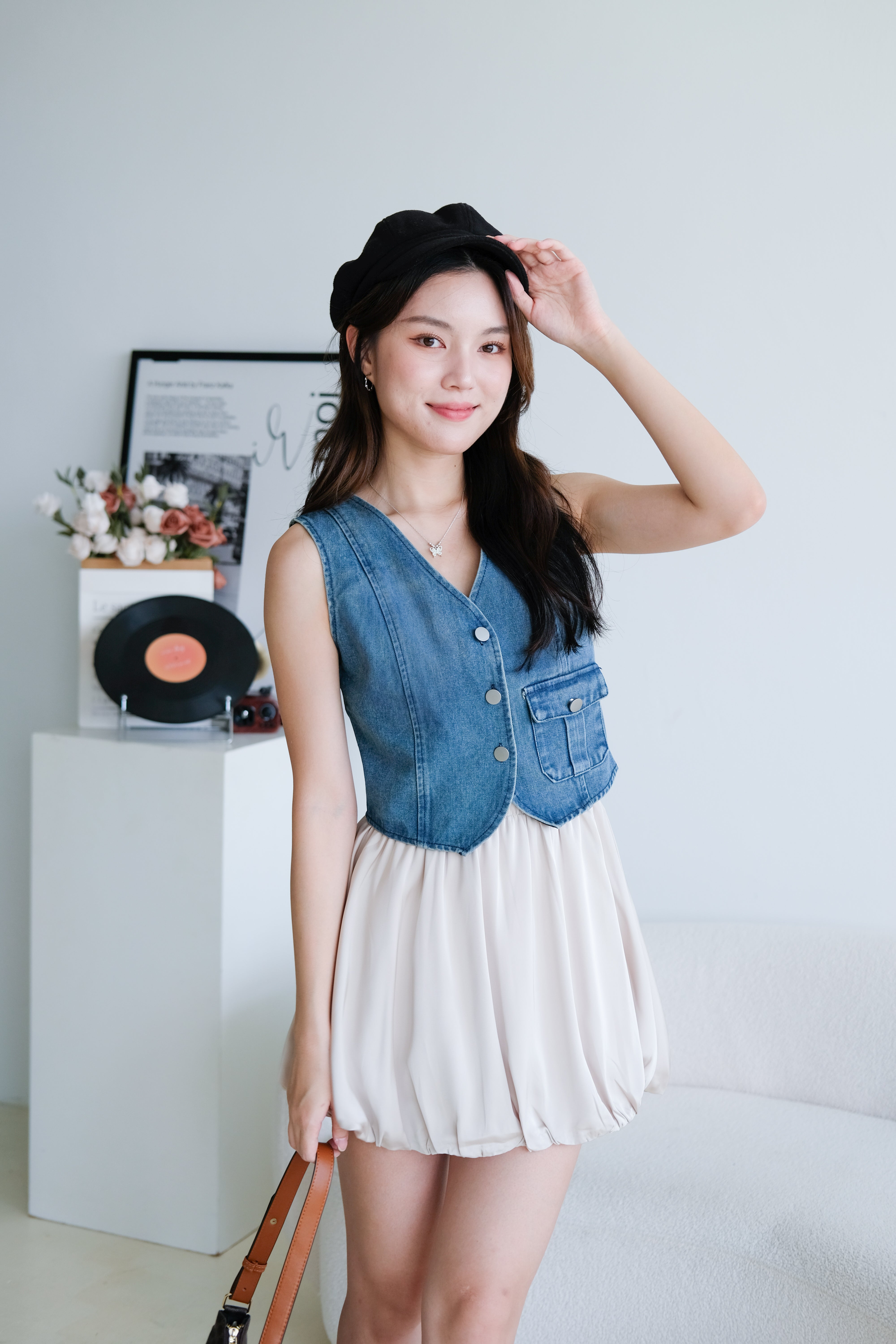 Tricia Denim Vest Top (Dark Blue)
