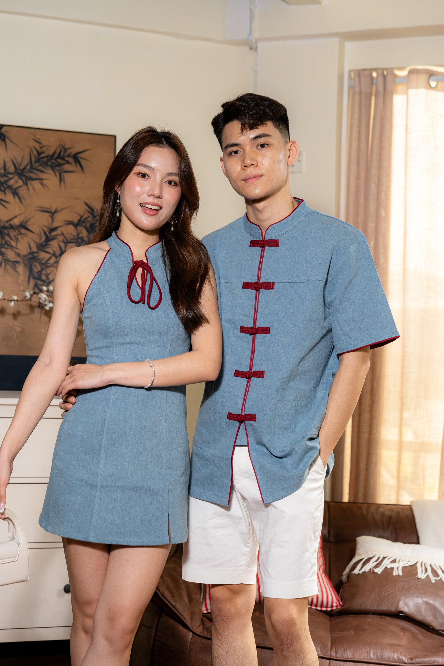 丹禧牛仔 Denim Joy Halter Cheongsam (Light Blue)